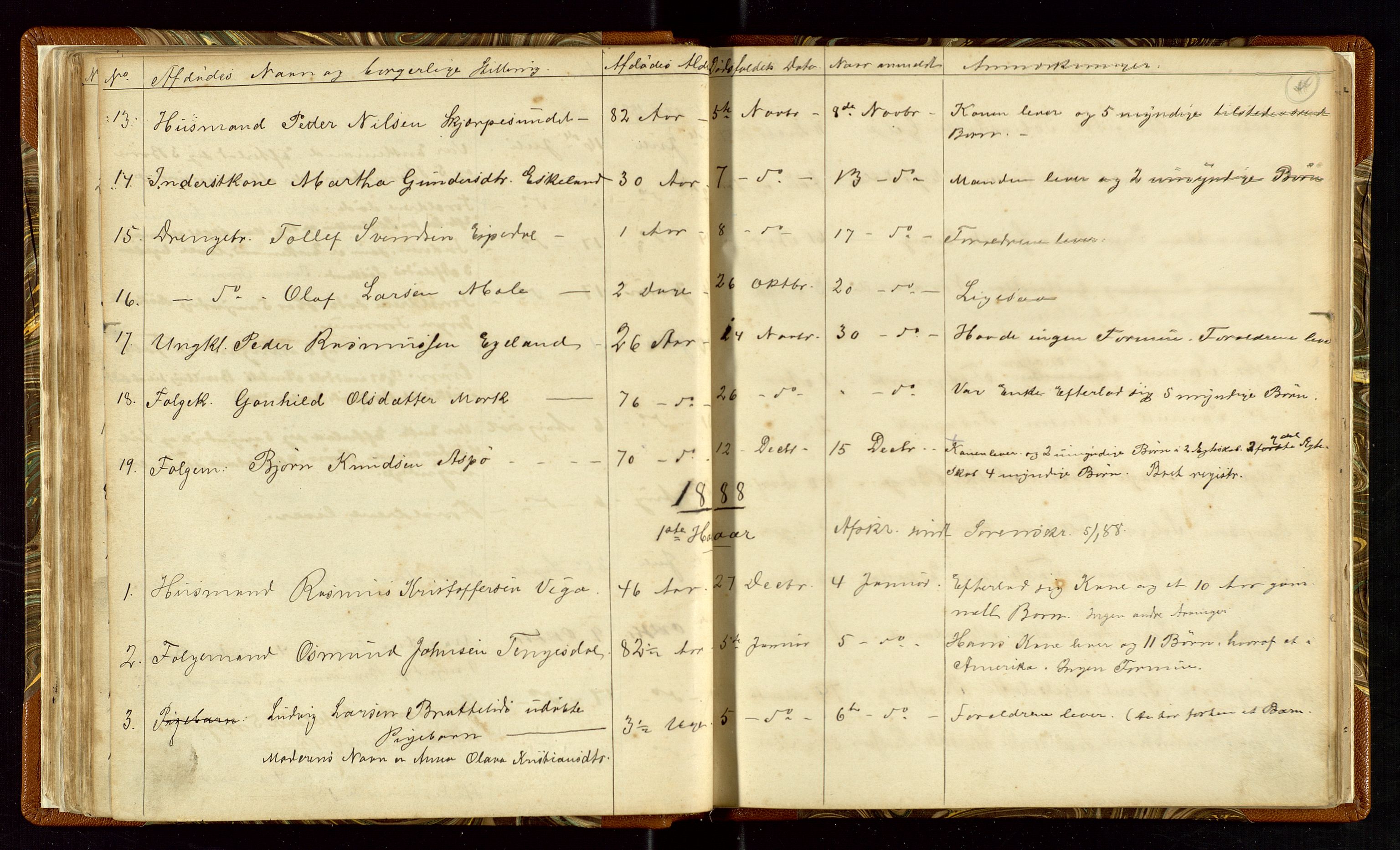 Høle og Forsand lensmannskontor, SAST/A-100127/Gga/L0001: "Fortegnelse over Afdøde i Høle Thinglag fra 1ste Juli 1875 til ", 1875-1902, p. 44