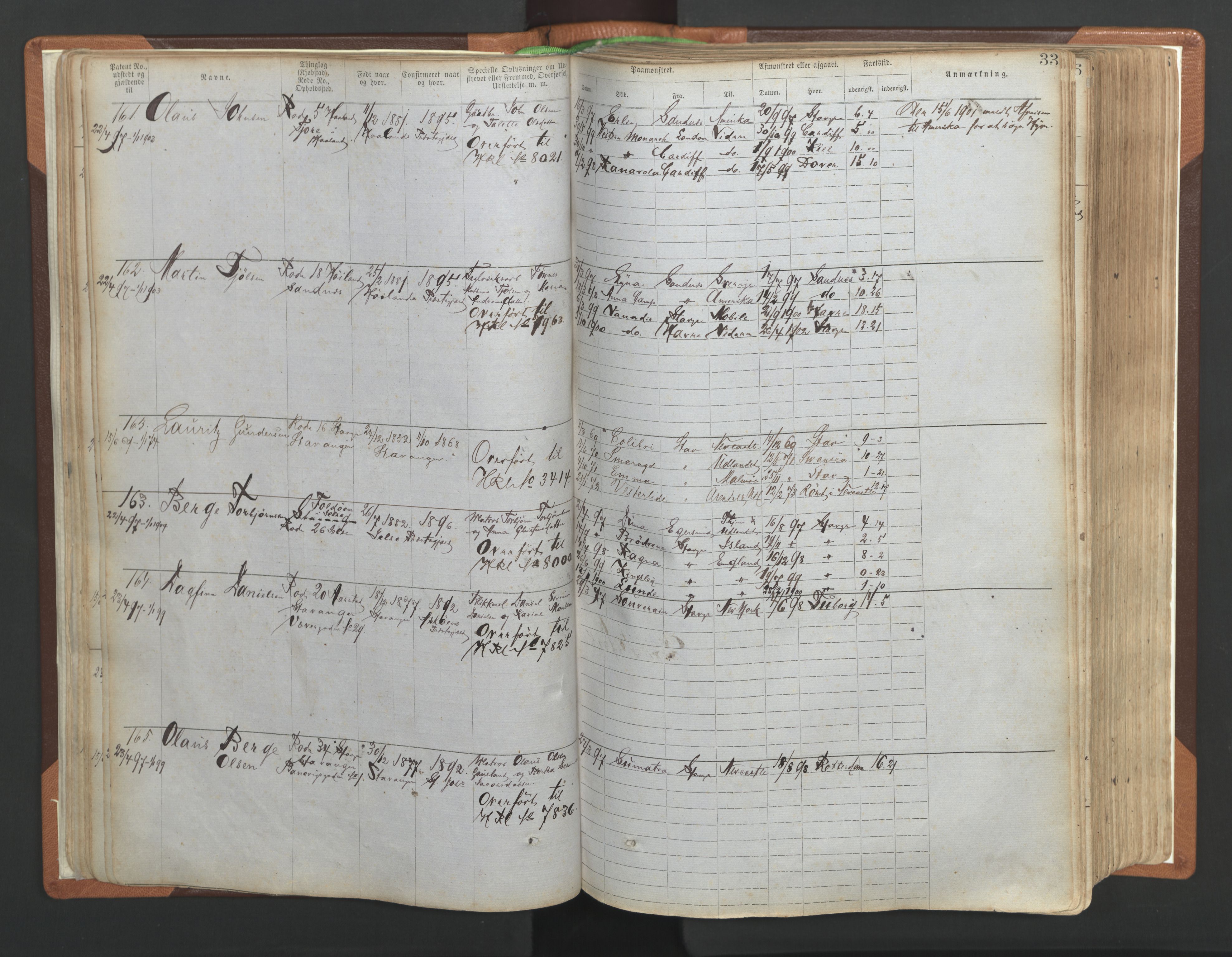 Stavanger sjømannskontor, AV/SAST-A-102006/F/Ff/L0004: Annotasjonsrulle No. 1, patentnr. 1-1785 (del 1), 1869-1900, p. 36