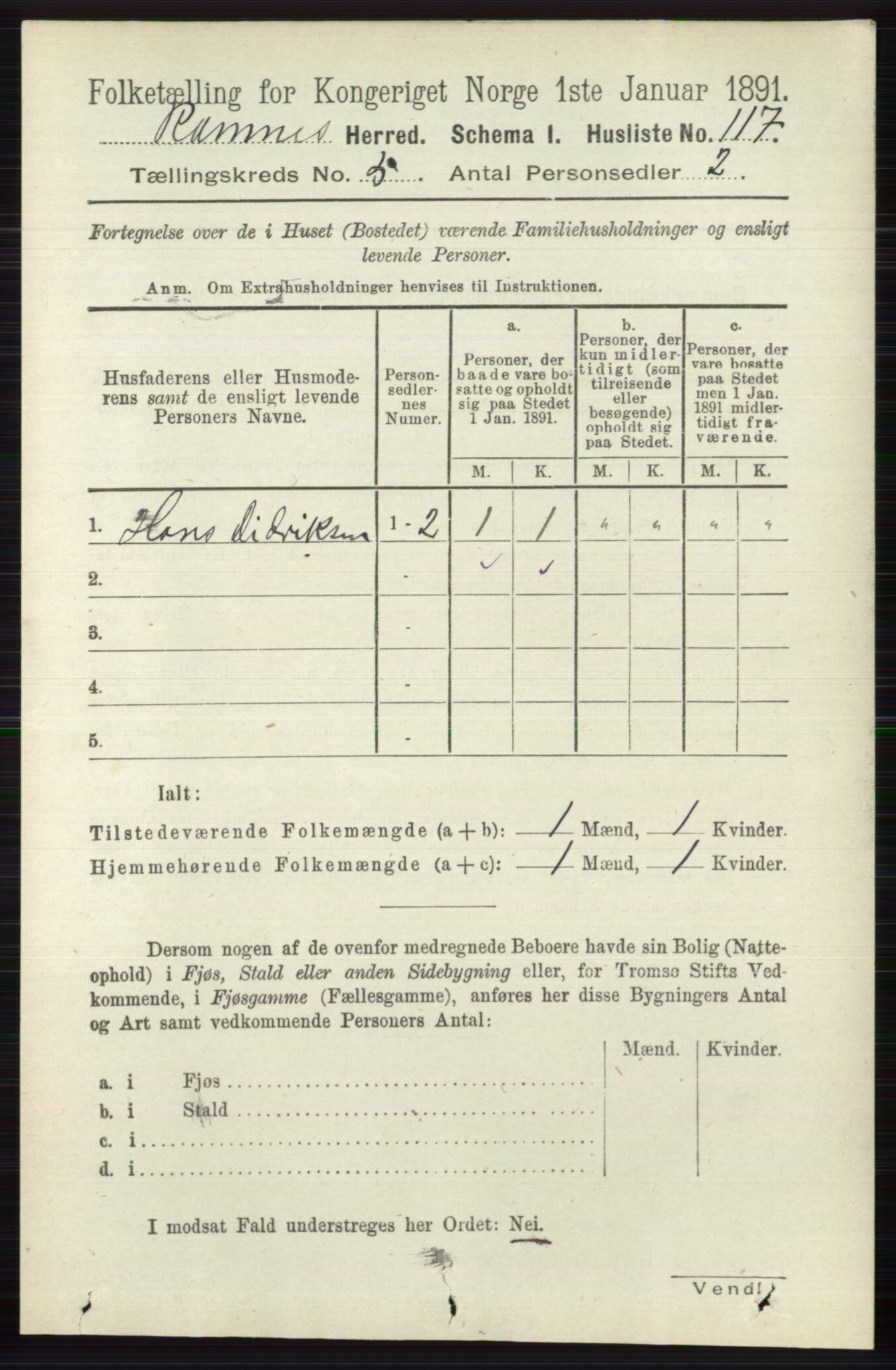 RA, 1891 census for 0718 Ramnes, 1891, p. 2540