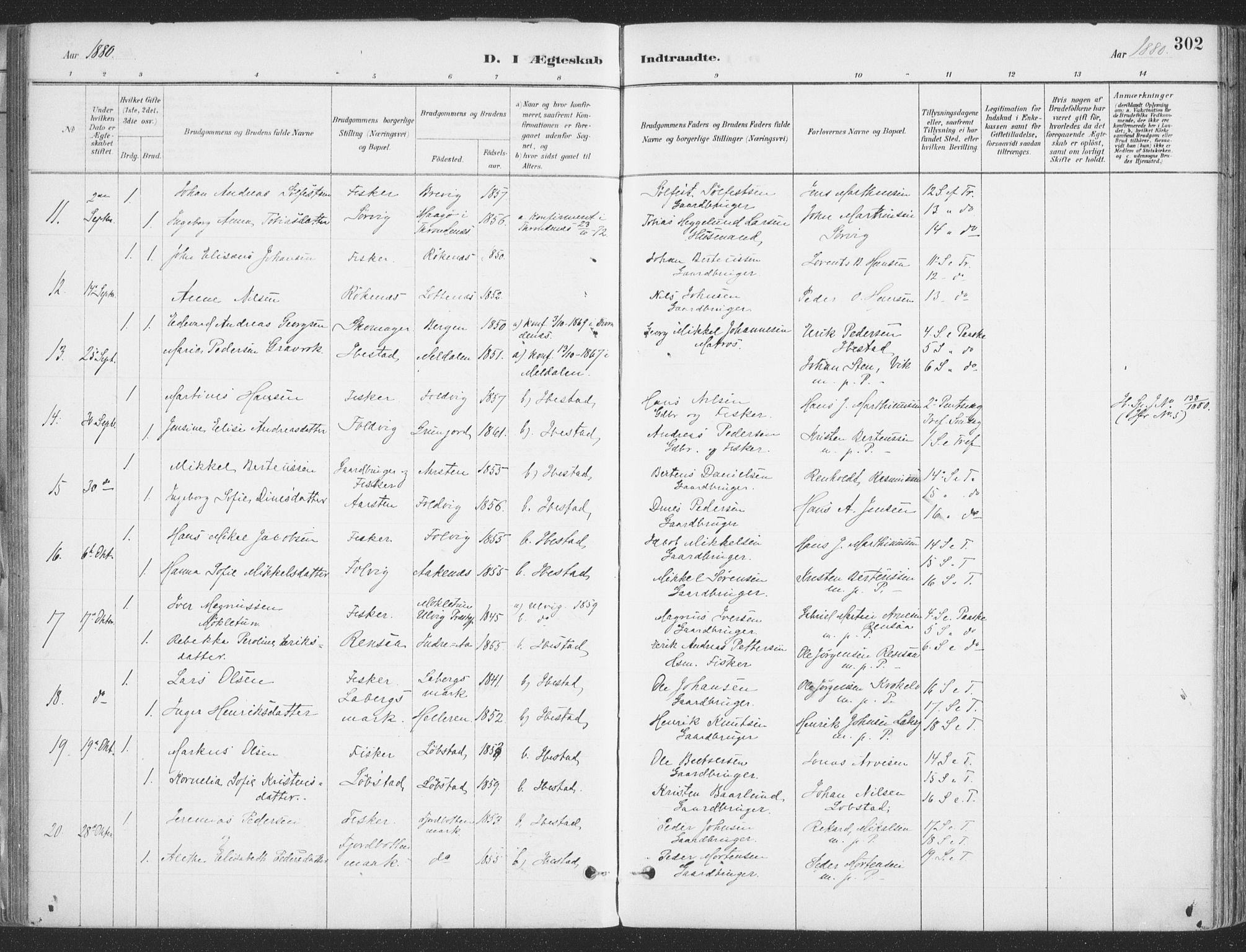 Ibestad sokneprestembete, SATØ/S-0077/H/Ha/Haa/L0011kirke: Parish register (official) no. 11, 1880-1889, p. 302