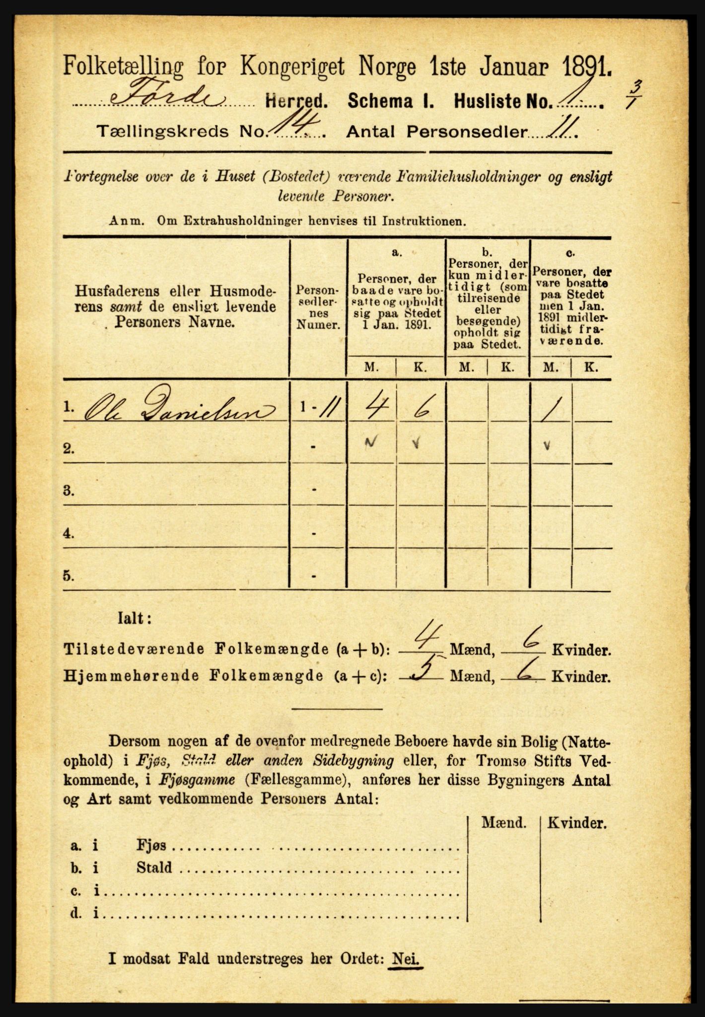 RA, 1891 census for 1432 Førde, 1891, p. 5060