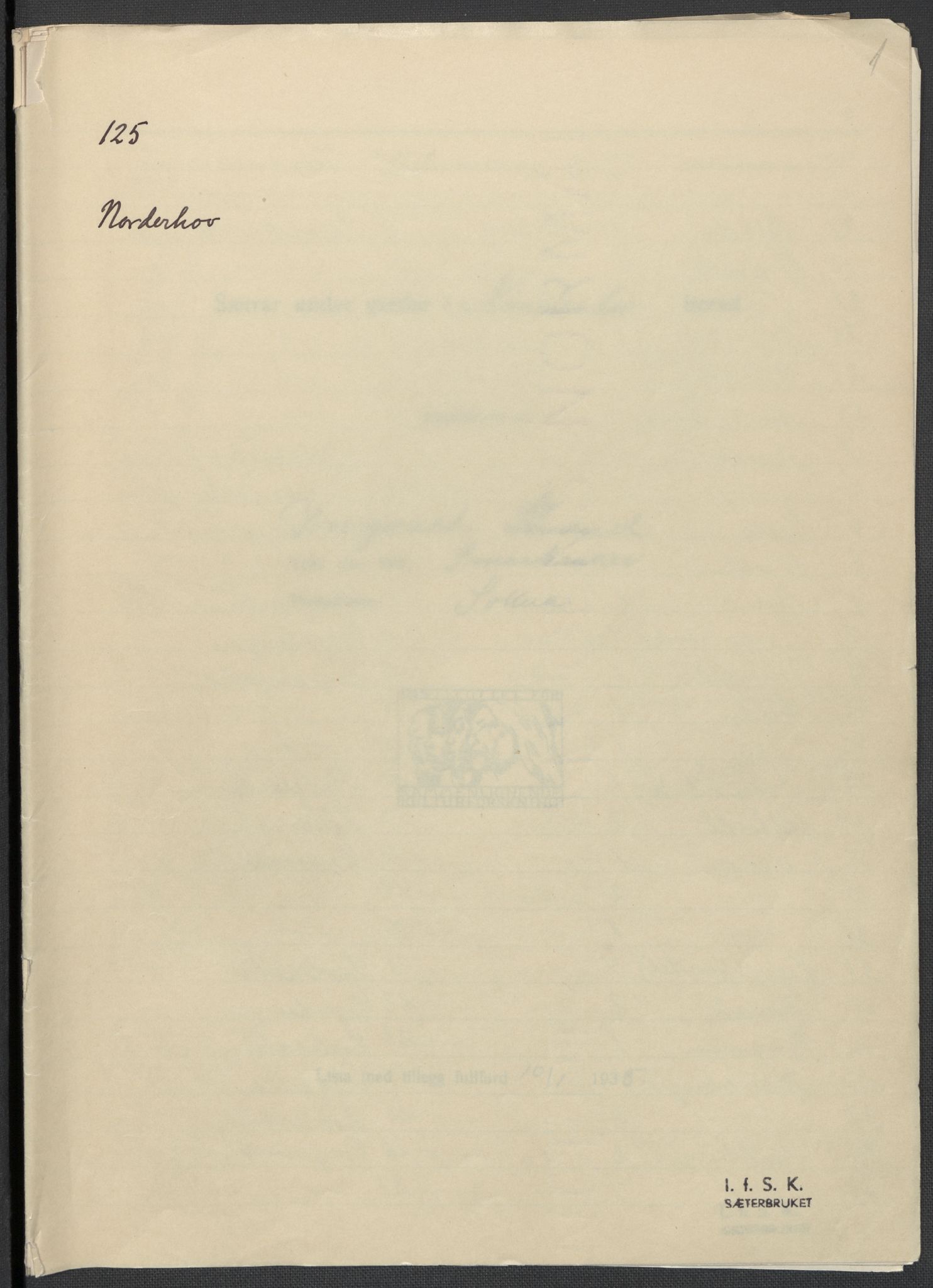 Instituttet for sammenlignende kulturforskning, AV/RA-PA-0424/F/Fc/L0005/0003: Eske B5: / Buskerud (perm XII), 1934-1935, p. 1