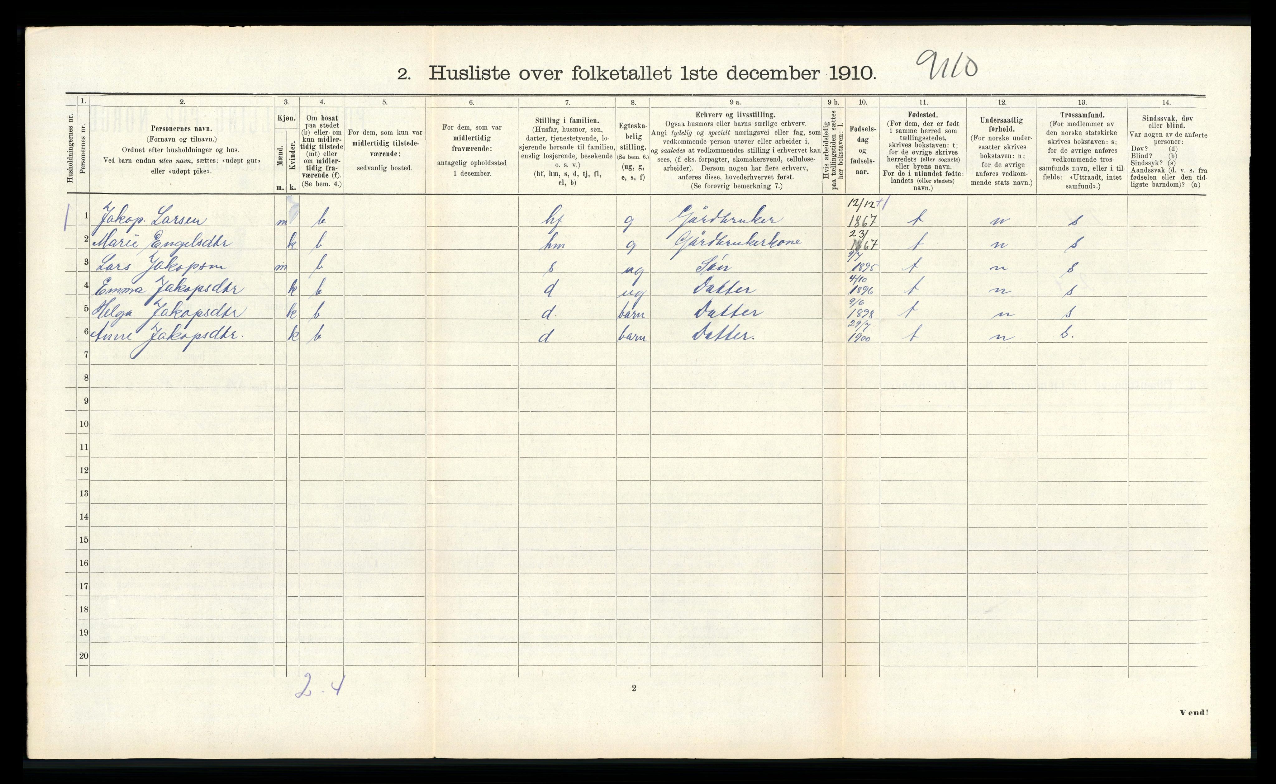 RA, 1910 census for Kinn, 1910, p. 273