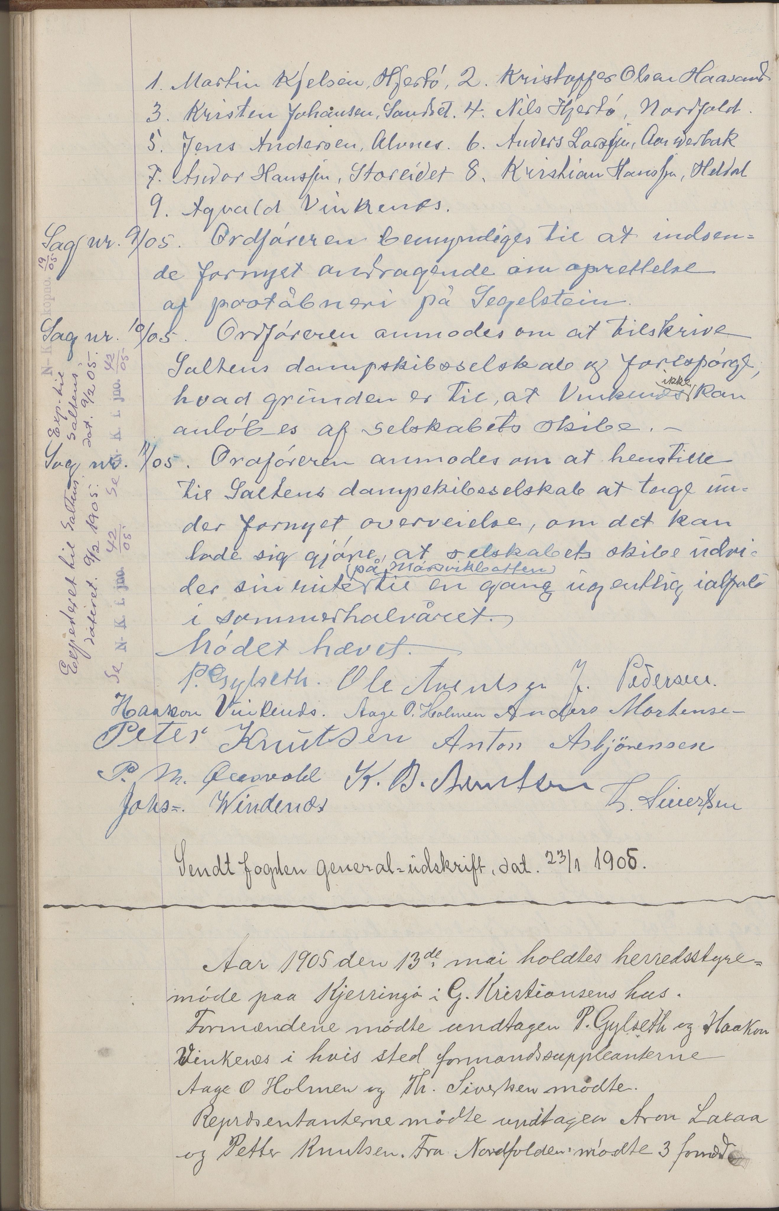 Kjerringøy kommune. Formannskapet, AIN/K-18441.150/A/Aa/L0002: Forhandlingsprotokoll Norfolden- Kjerringø formanskap, 1900-1911