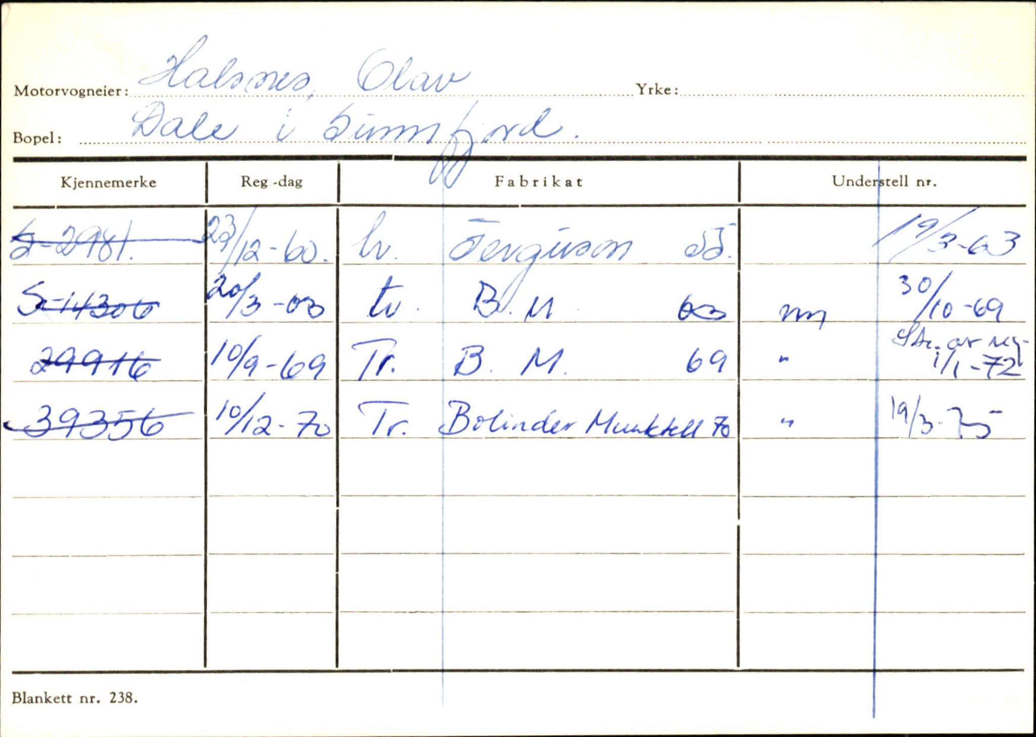 Statens vegvesen, Sogn og Fjordane vegkontor, AV/SAB-A-5301/4/F/L0125: Eigarregister Sogndal V-Å. Aurland A-Å. Fjaler A-N, 1945-1975, p. 1785