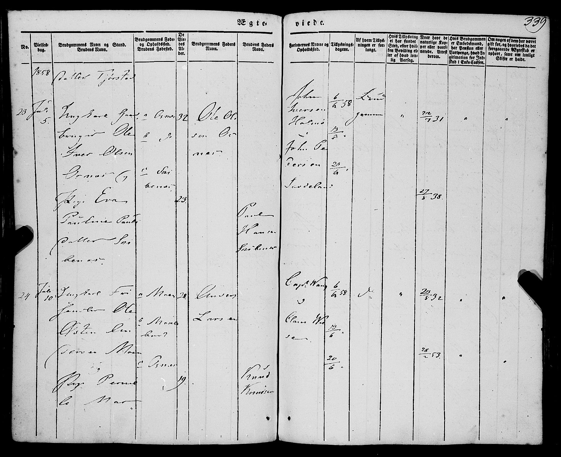 Eid sokneprestembete, AV/SAB-A-82301/H/Haa/Haaa/L0007: Parish register (official) no. A 7, 1844-1858, p. 339