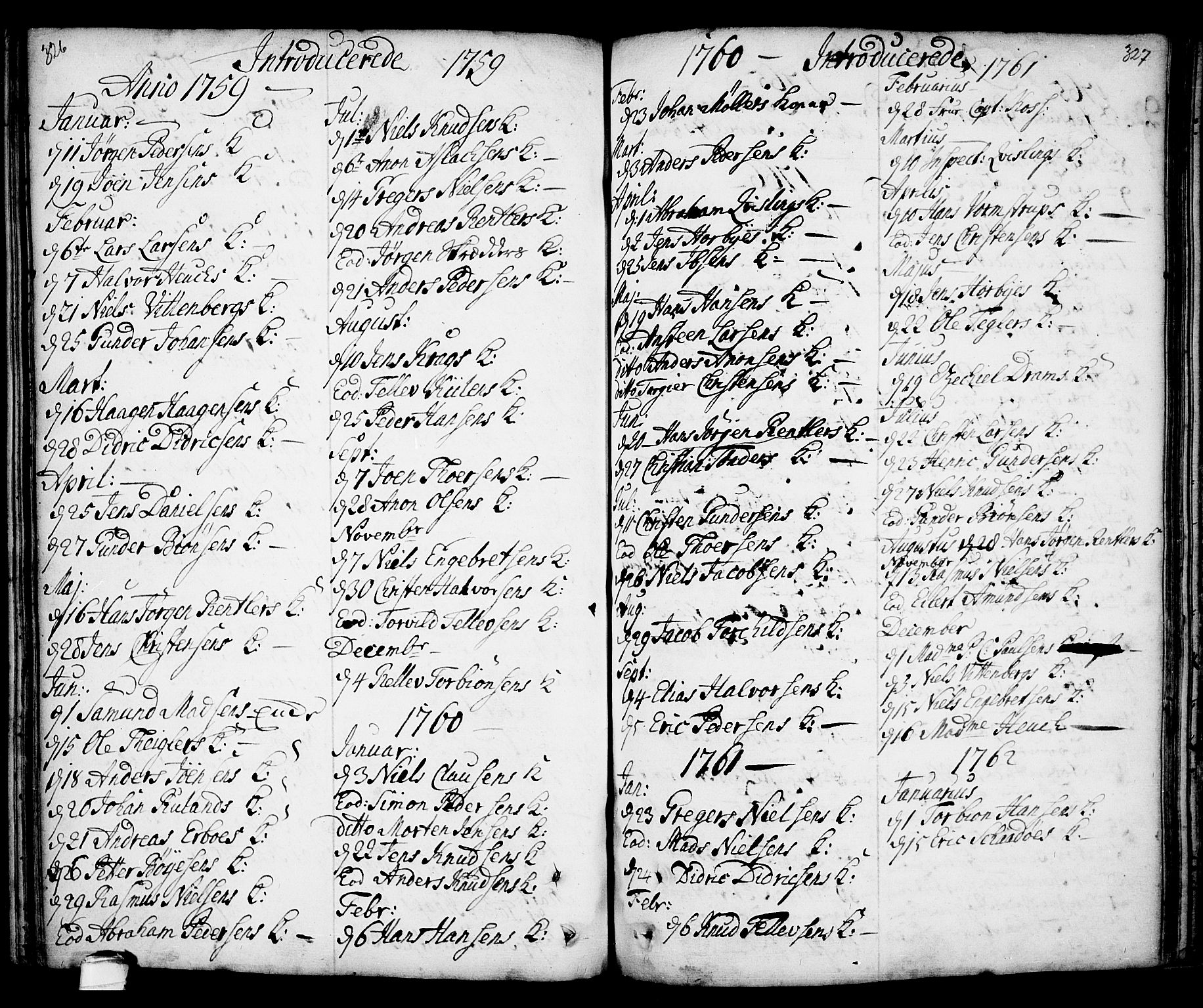 Kragerø kirkebøker, SAKO/A-278/F/Fa/L0001: Parish register (official) no. 1, 1702-1766, p. 326-327