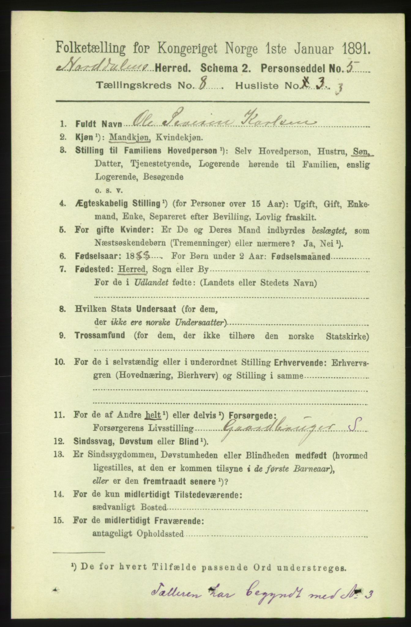 RA, 1891 census for 1524 Norddal, 1891, p. 1561