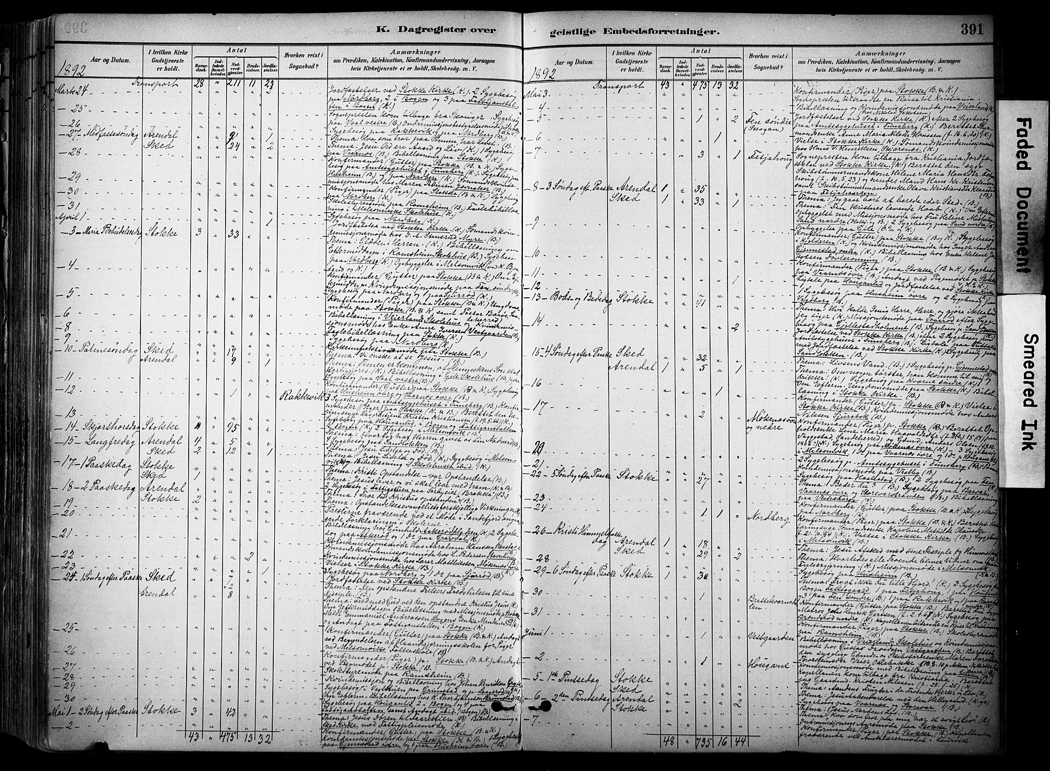 Stokke kirkebøker, AV/SAKO-A-320/F/Fa/L0010: Parish register (official) no. I 10, 1884-1903, p. 391