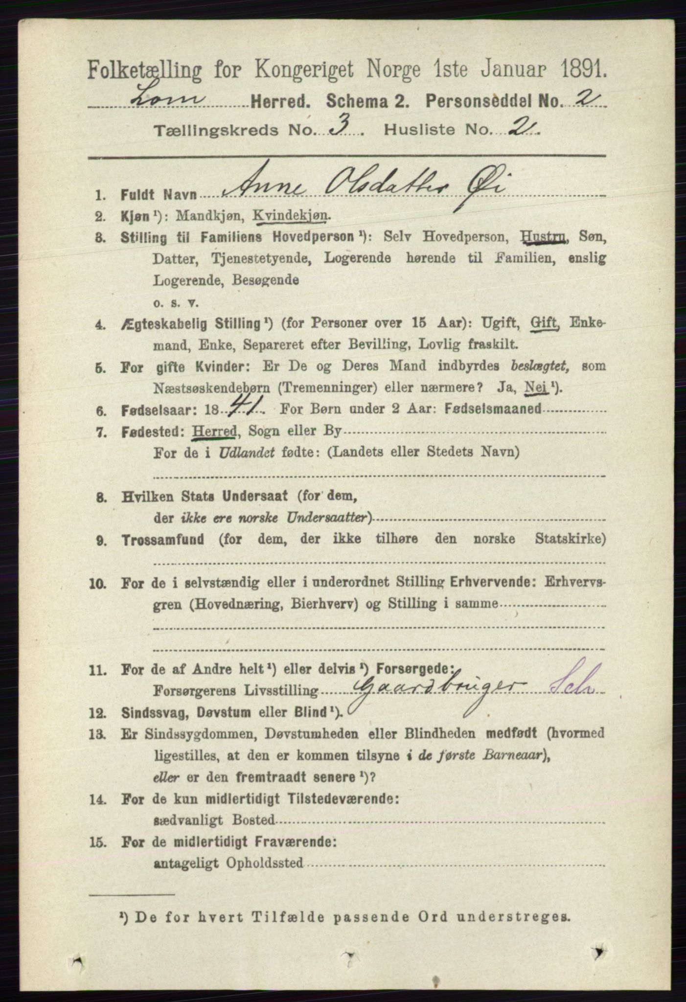 RA, 1891 census for 0514 Lom, 1891, p. 1266