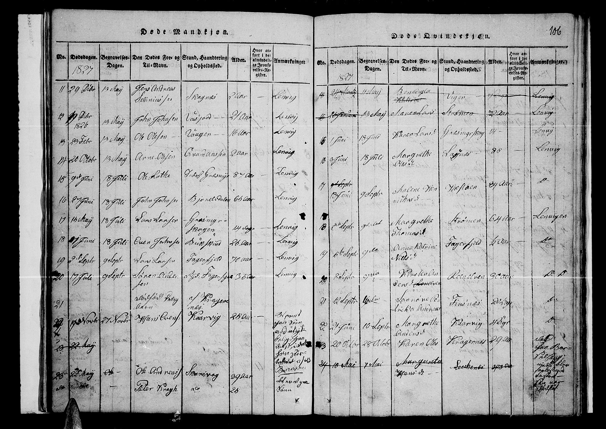 Lenvik sokneprestembete, AV/SATØ-S-1310/H/Ha/Hab/L0001klokker: Parish register (copy) no. 1, 1822-1837, p. 106