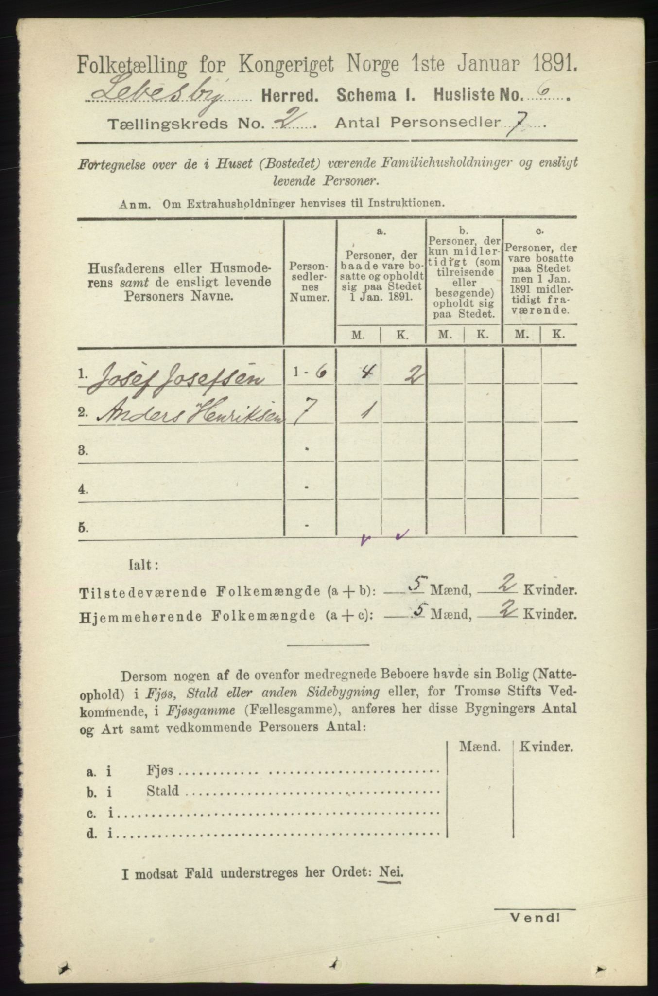 RA, 1891 census for 2022 Lebesby, 1891, p. 259