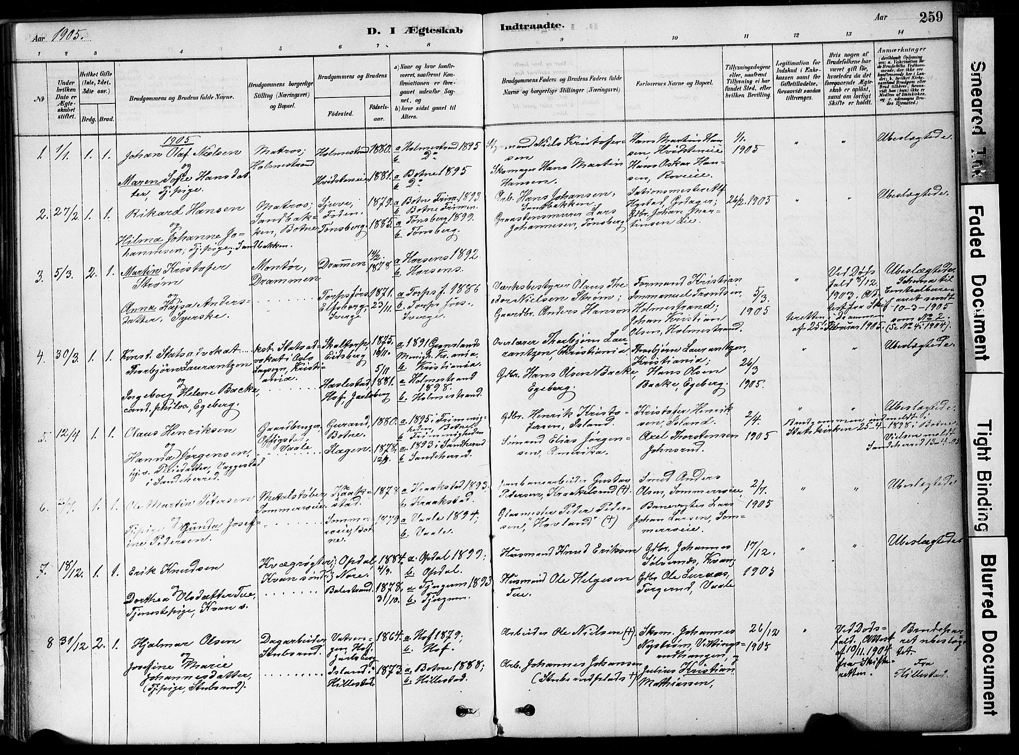 Botne kirkebøker, AV/SAKO-A-340/F/Fa/L0007: Parish register (official) no. I 7, 1878-1910, p. 259