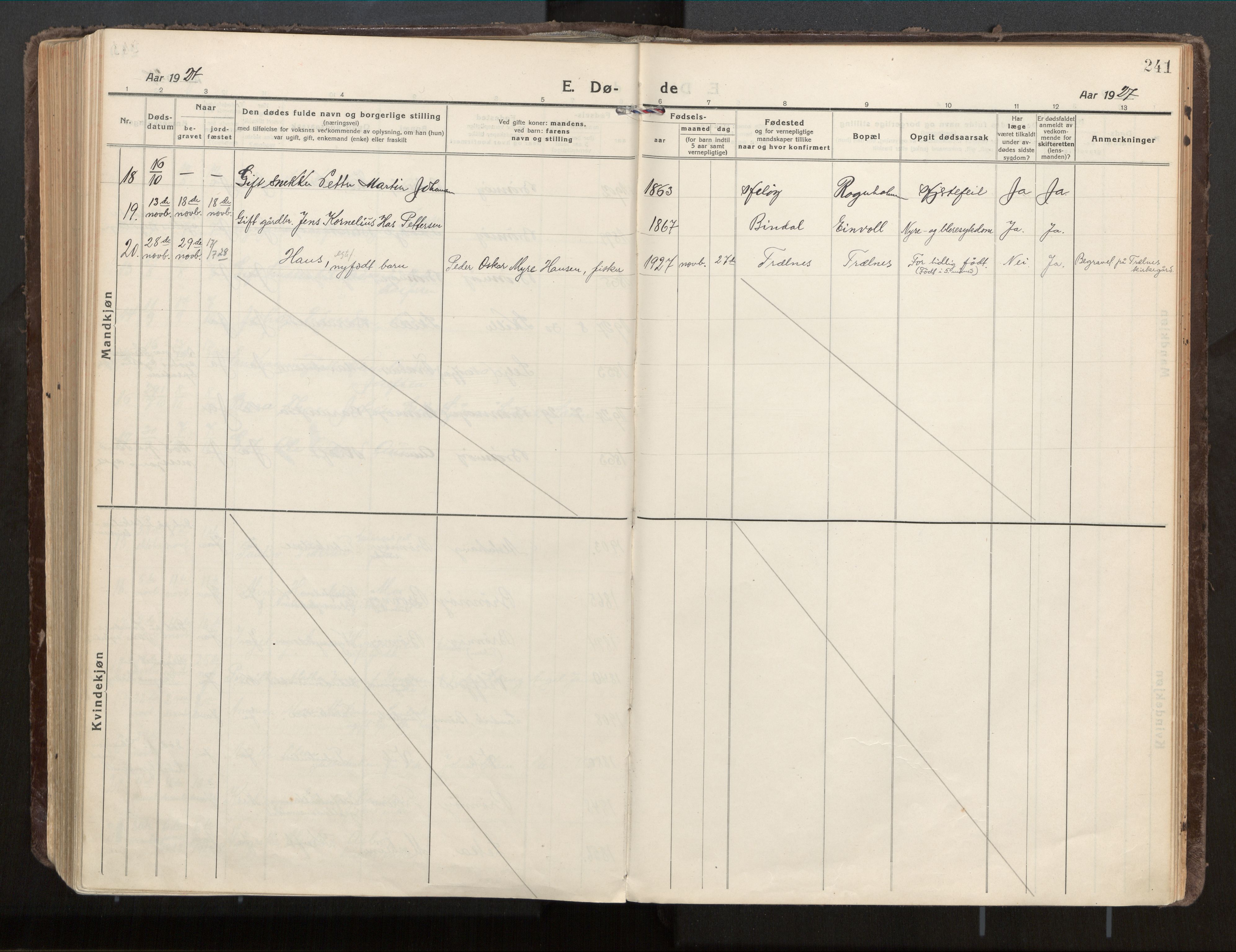 Ministerialprotokoller, klokkerbøker og fødselsregistre - Nordland, AV/SAT-A-1459/813/L0207a: Parish register (official) no. 813A18, 1919-1927, p. 241