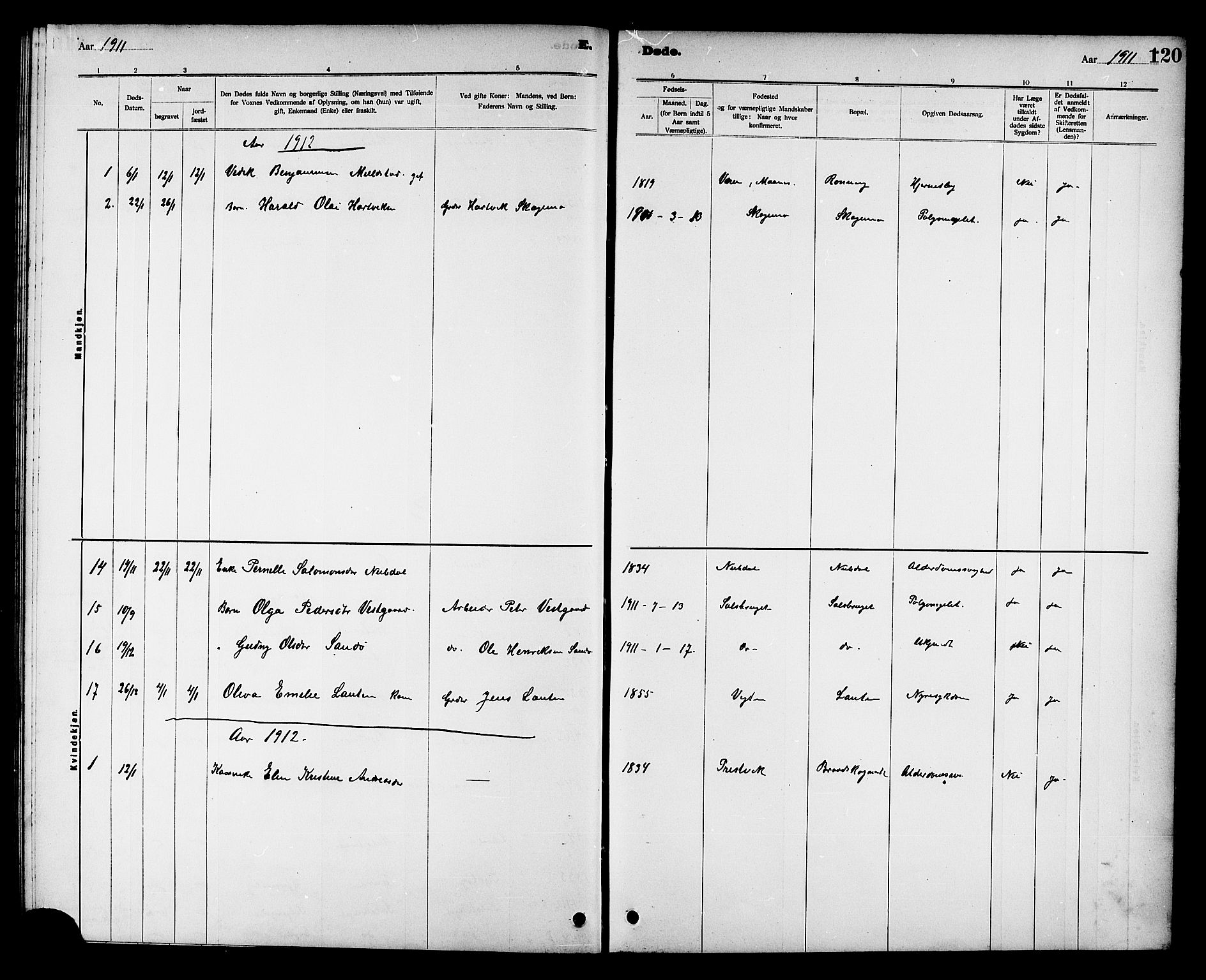 Ministerialprotokoller, klokkerbøker og fødselsregistre - Nord-Trøndelag, SAT/A-1458/780/L0652: Parish register (copy) no. 780C04, 1899-1911, p. 120