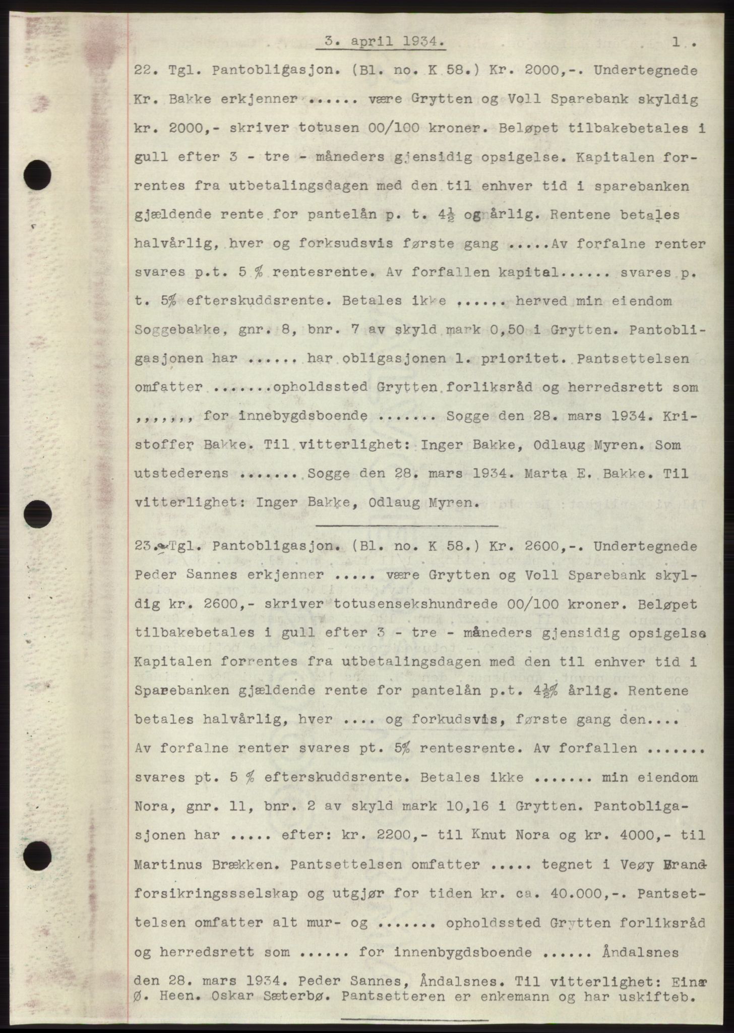 Romsdal sorenskriveri, AV/SAT-A-4149/1/2/2C/L0065: Mortgage book no. 59, 1934-1934, Deed date: 03.04.1934