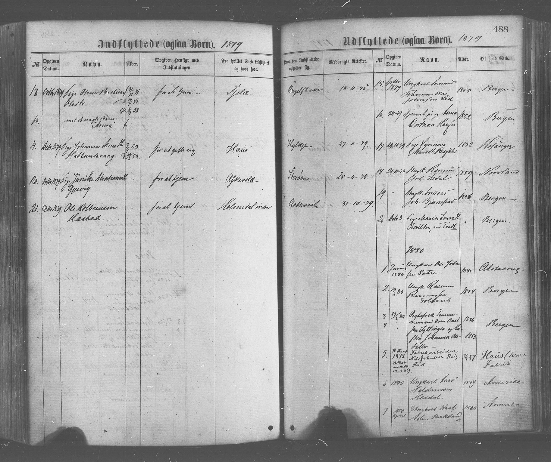 Hamre sokneprestembete, SAB/A-75501/H/Ha/Haa/Haaa/L0015: Parish register (official) no. A 15, 1870-1881, p. 488