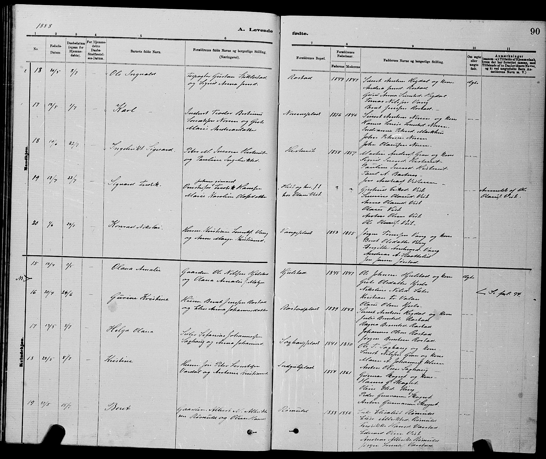 Ministerialprotokoller, klokkerbøker og fødselsregistre - Nord-Trøndelag, AV/SAT-A-1458/730/L0301: Parish register (copy) no. 730C04, 1880-1897, p. 90