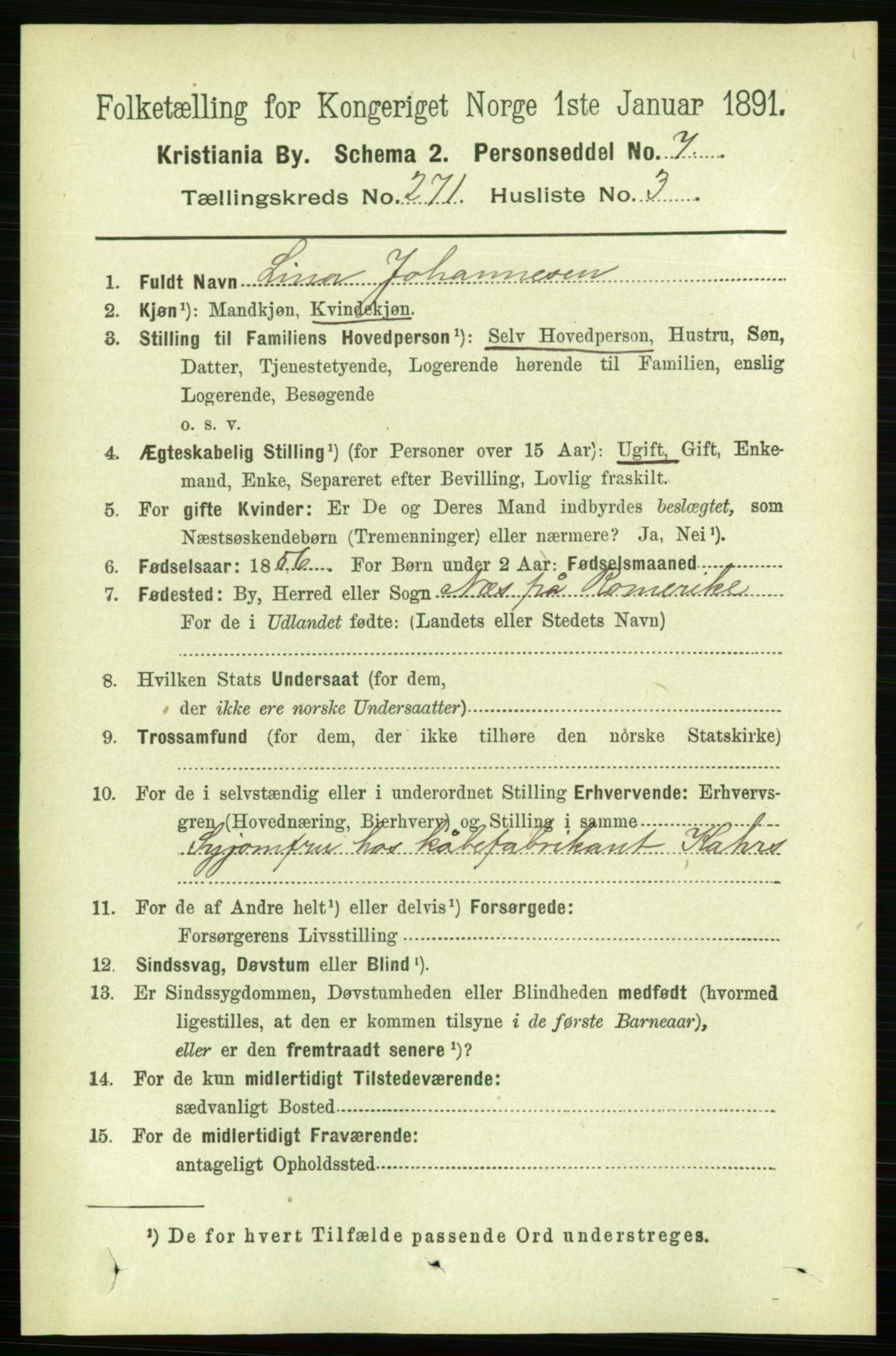 RA, 1891 census for 0301 Kristiania, 1891, p. 164671