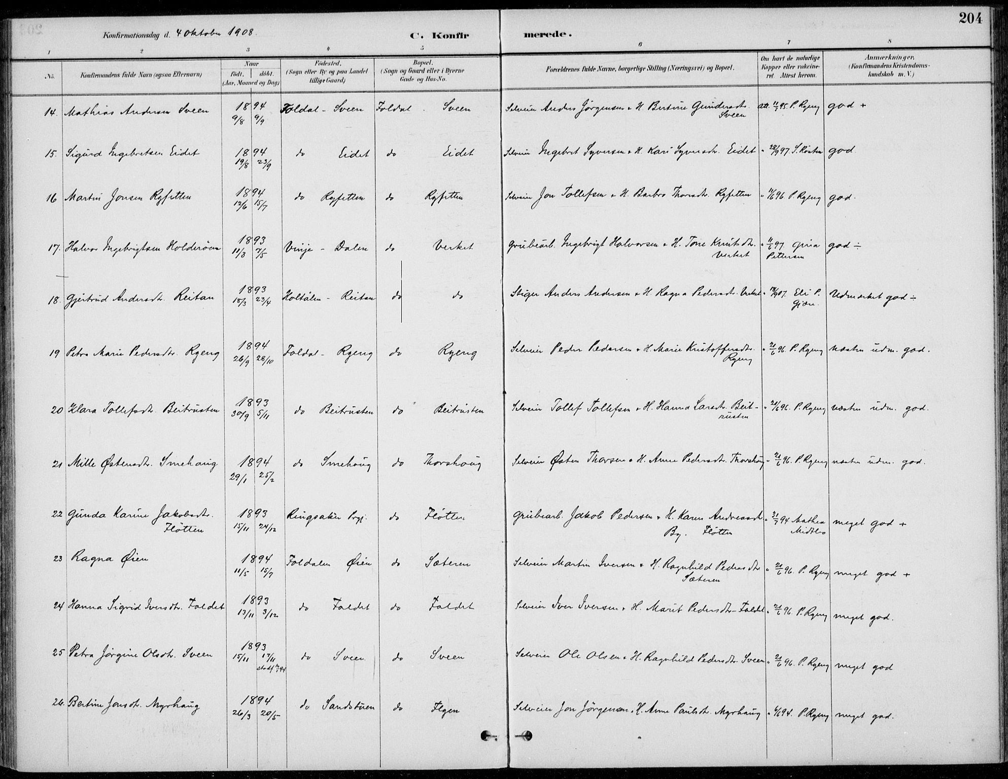 Alvdal prestekontor, AV/SAH-PREST-060/H/Ha/Haa/L0003: Parish register (official) no. 3, 1886-1912, p. 204