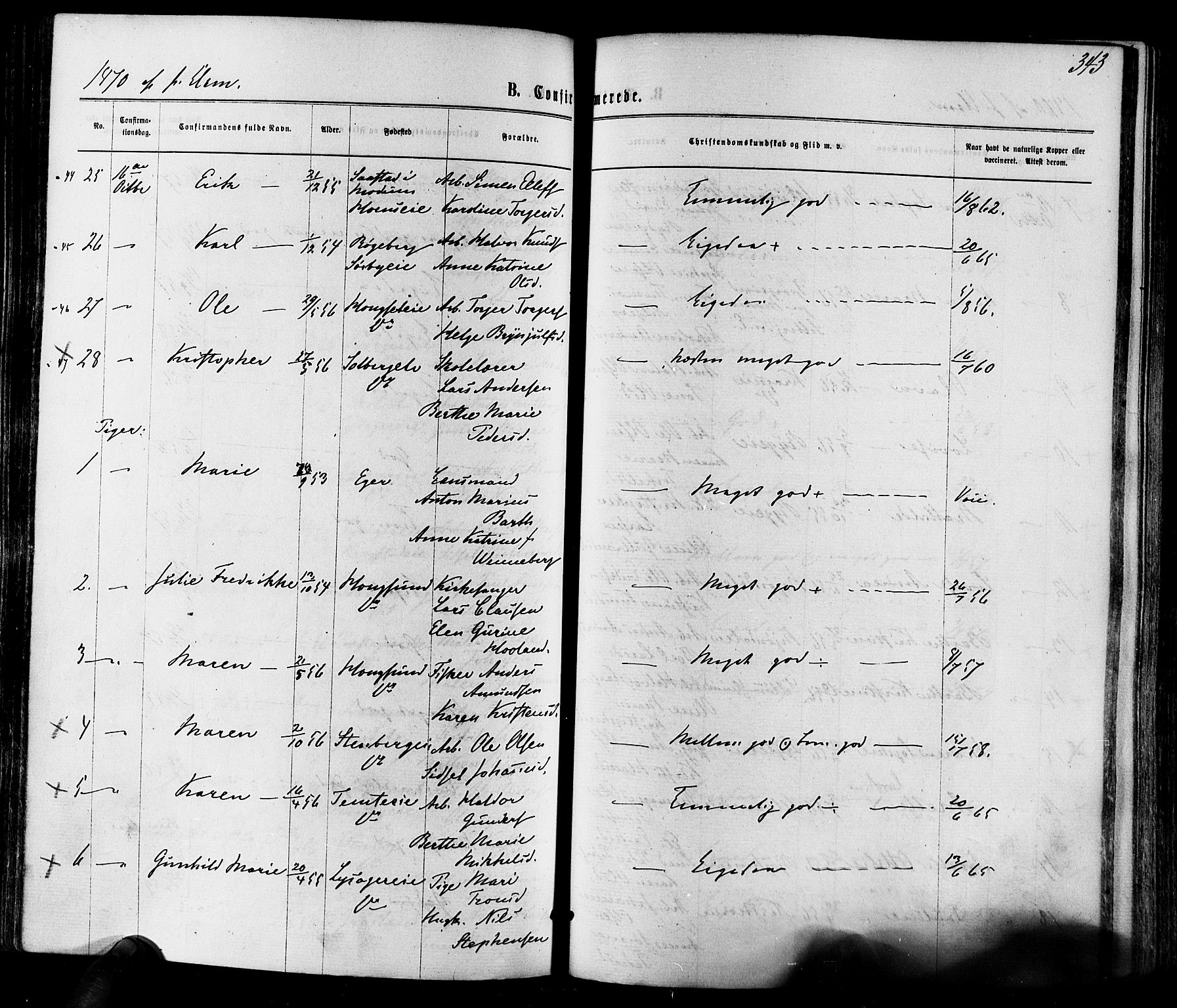 Eiker kirkebøker, AV/SAKO-A-4/F/Fa/L0017: Parish register (official) no. I 17, 1869-1877, p. 343