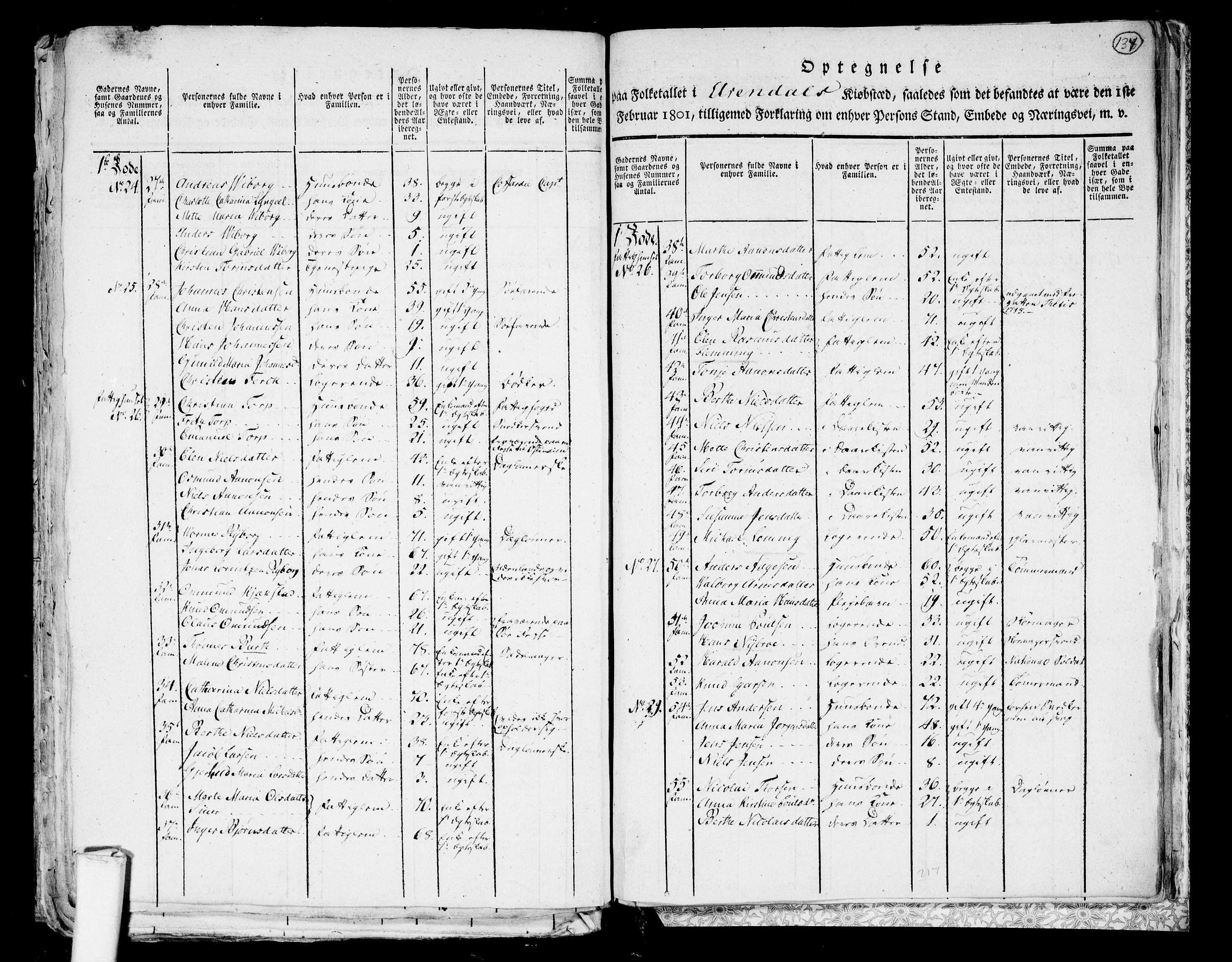 RA, 1801 census for 0903P Arendal, 1801, p. 136b-137a