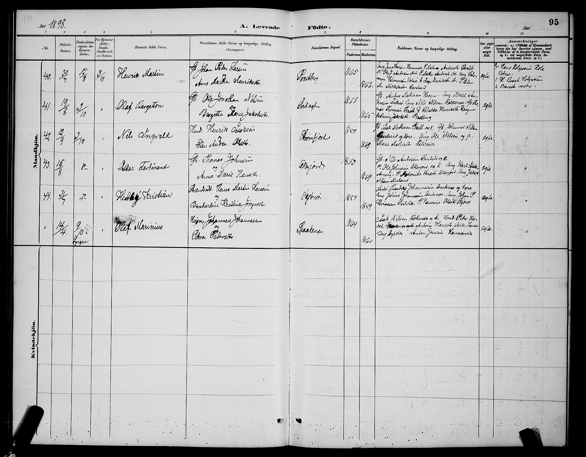 Skjervøy sokneprestkontor, AV/SATØ-S-1300/H/Ha/Hab/L0007klokker: Parish register (copy) no. 7, 1889-1899, p. 95