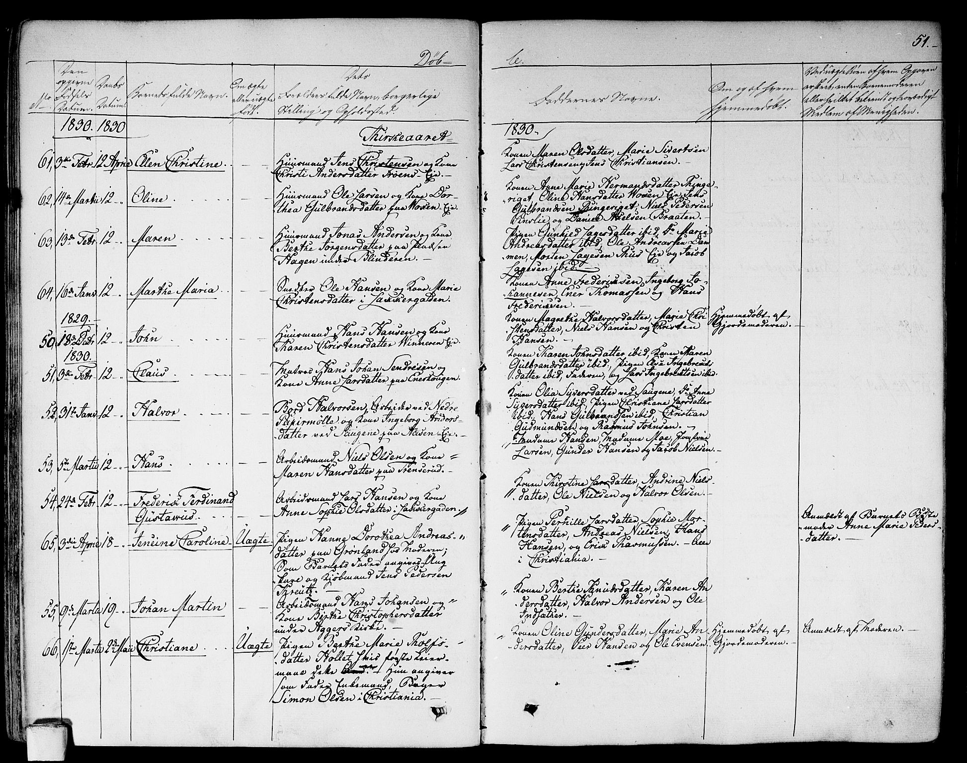 Aker prestekontor kirkebøker, AV/SAO-A-10861/F/L0013: Parish register (official) no. 13, 1828-1837, p. 51