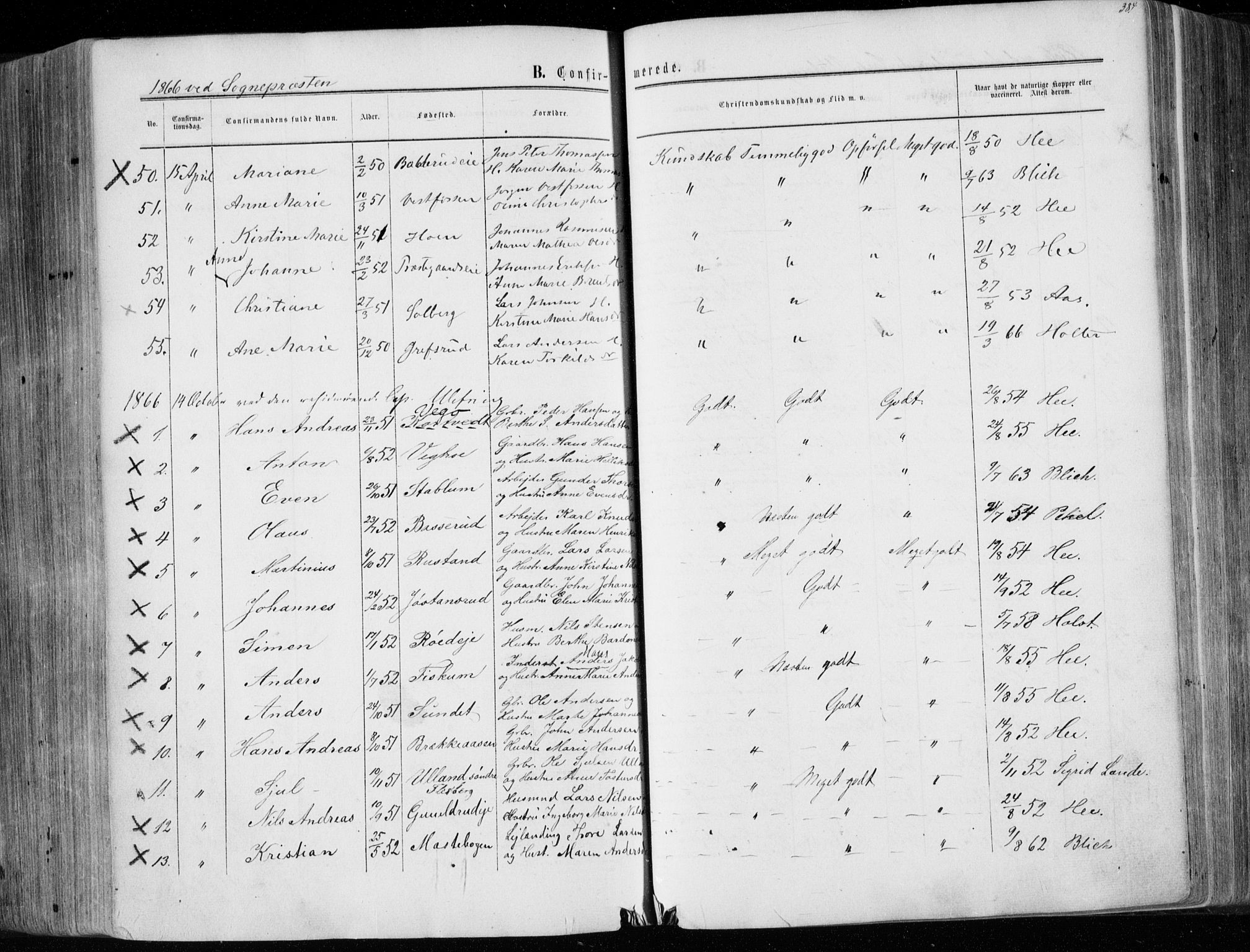 Eiker kirkebøker, AV/SAKO-A-4/F/Fa/L0016: Parish register (official) no. I 16, 1860-1868, p. 384