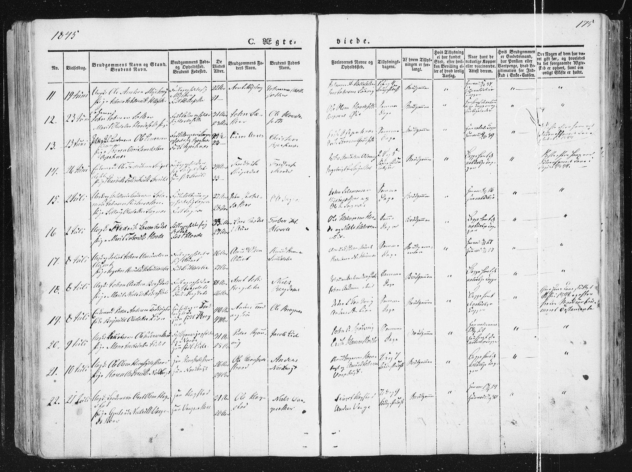 Ministerialprotokoller, klokkerbøker og fødselsregistre - Sør-Trøndelag, AV/SAT-A-1456/630/L0493: Parish register (official) no. 630A06, 1841-1851, p. 175