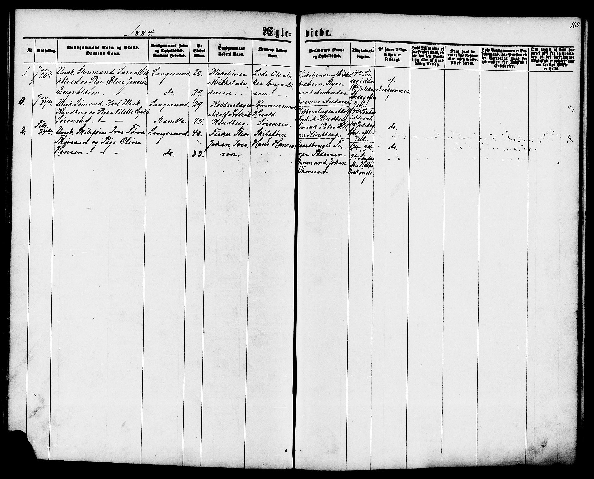 Langesund kirkebøker, SAKO/A-280/G/Ga/L0004: Parish register (copy) no. 4, 1859-1884, p. 160