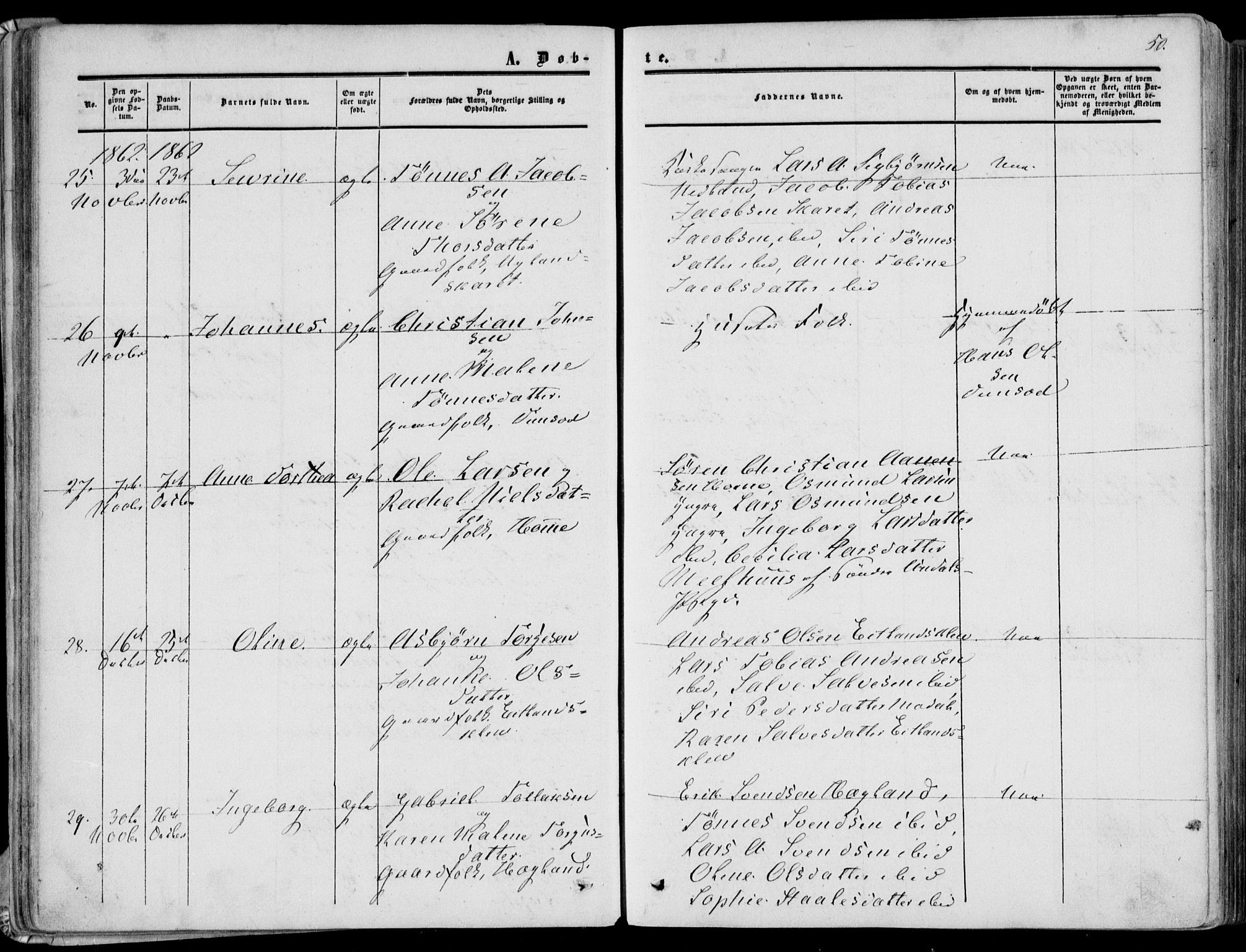 Bakke sokneprestkontor, AV/SAK-1111-0002/F/Fa/Fab/L0002: Parish register (official) no. A 2, 1855-1884, p. 50