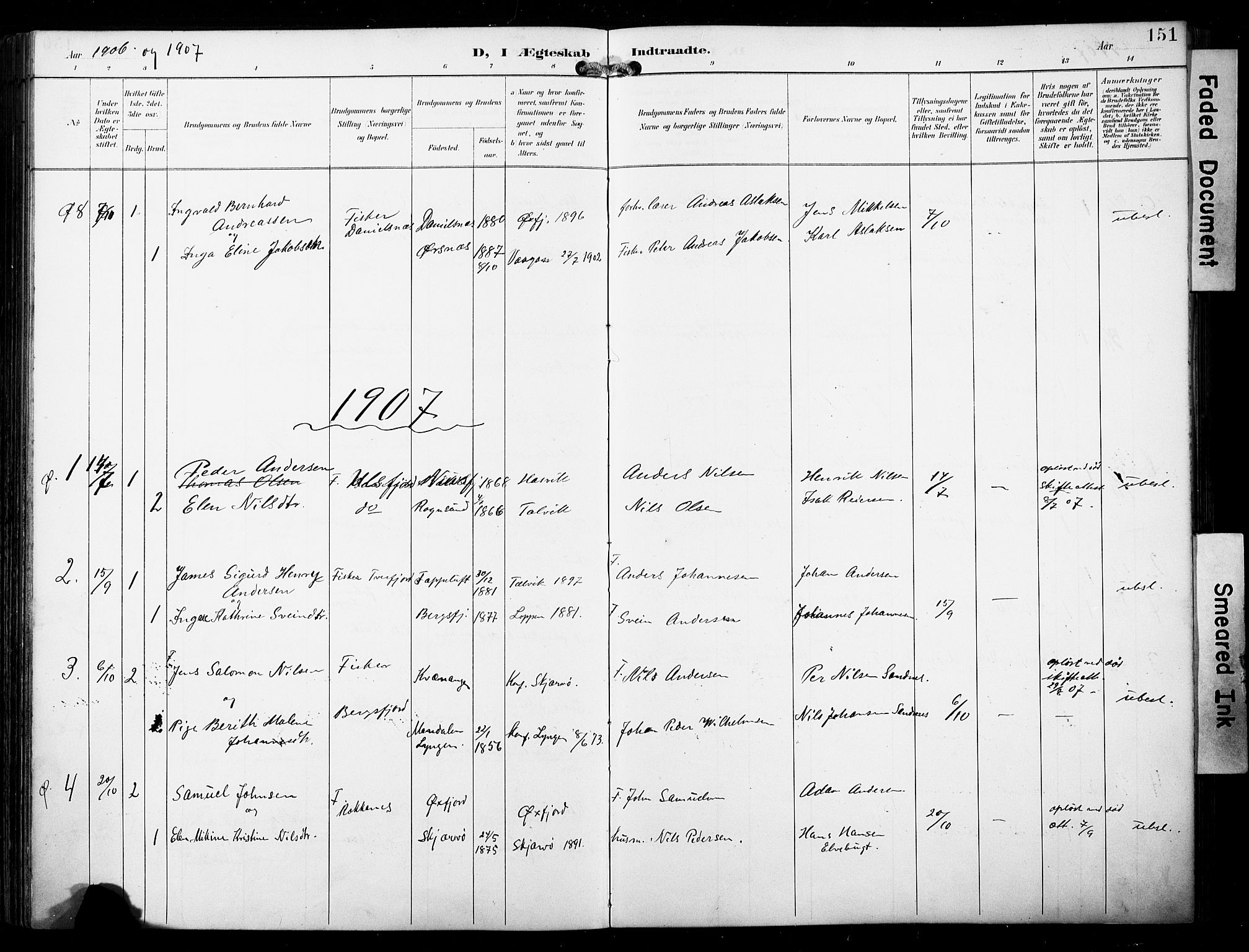 Loppa sokneprestkontor, SATØ/S-1339/H/Ha/L0009kirke: Parish register (official) no. 9, 1895-1909, p. 151