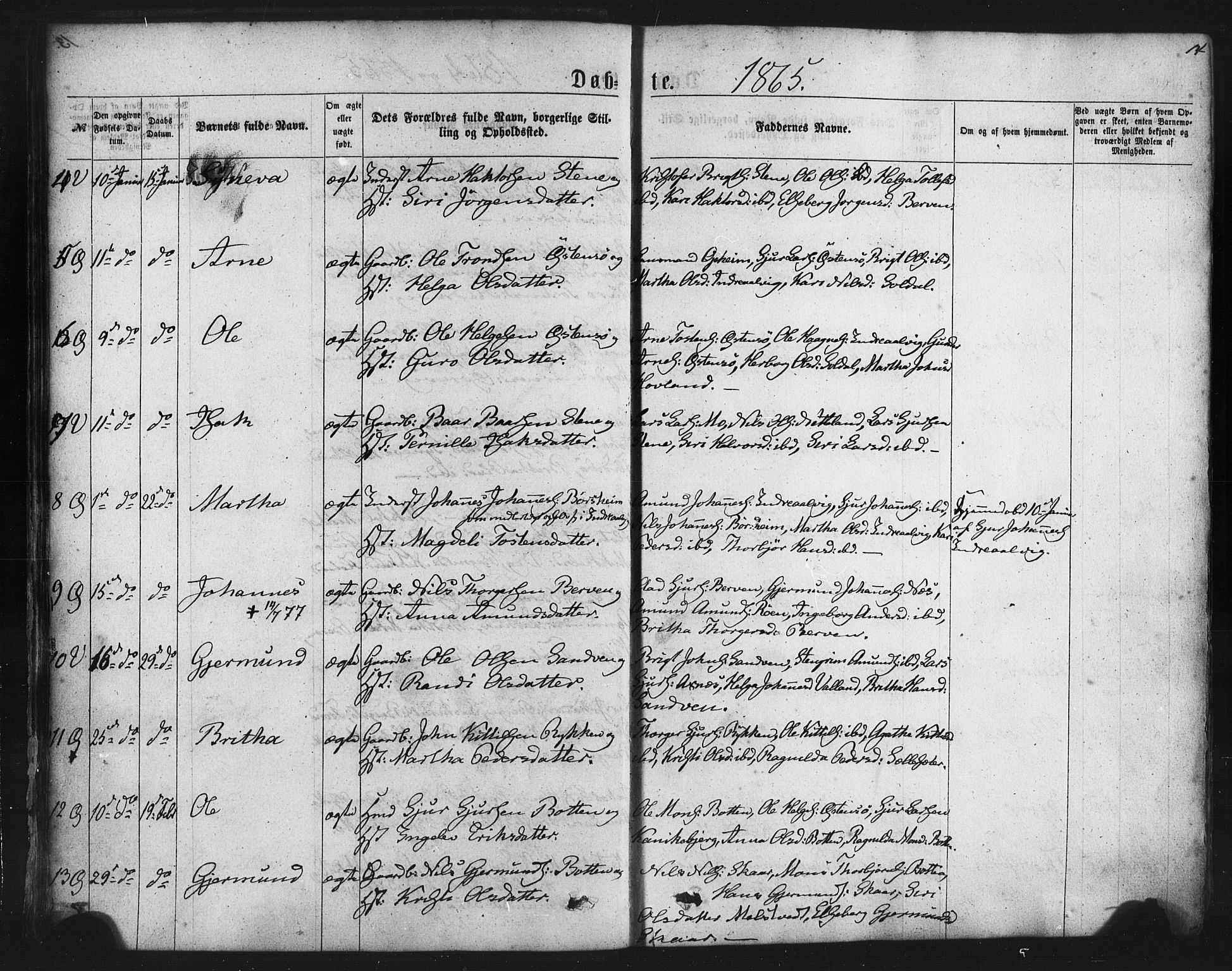 Kvam sokneprestembete, SAB/A-76201/H/Haa: Parish register (official) no. A 9, 1864-1879, p. 14