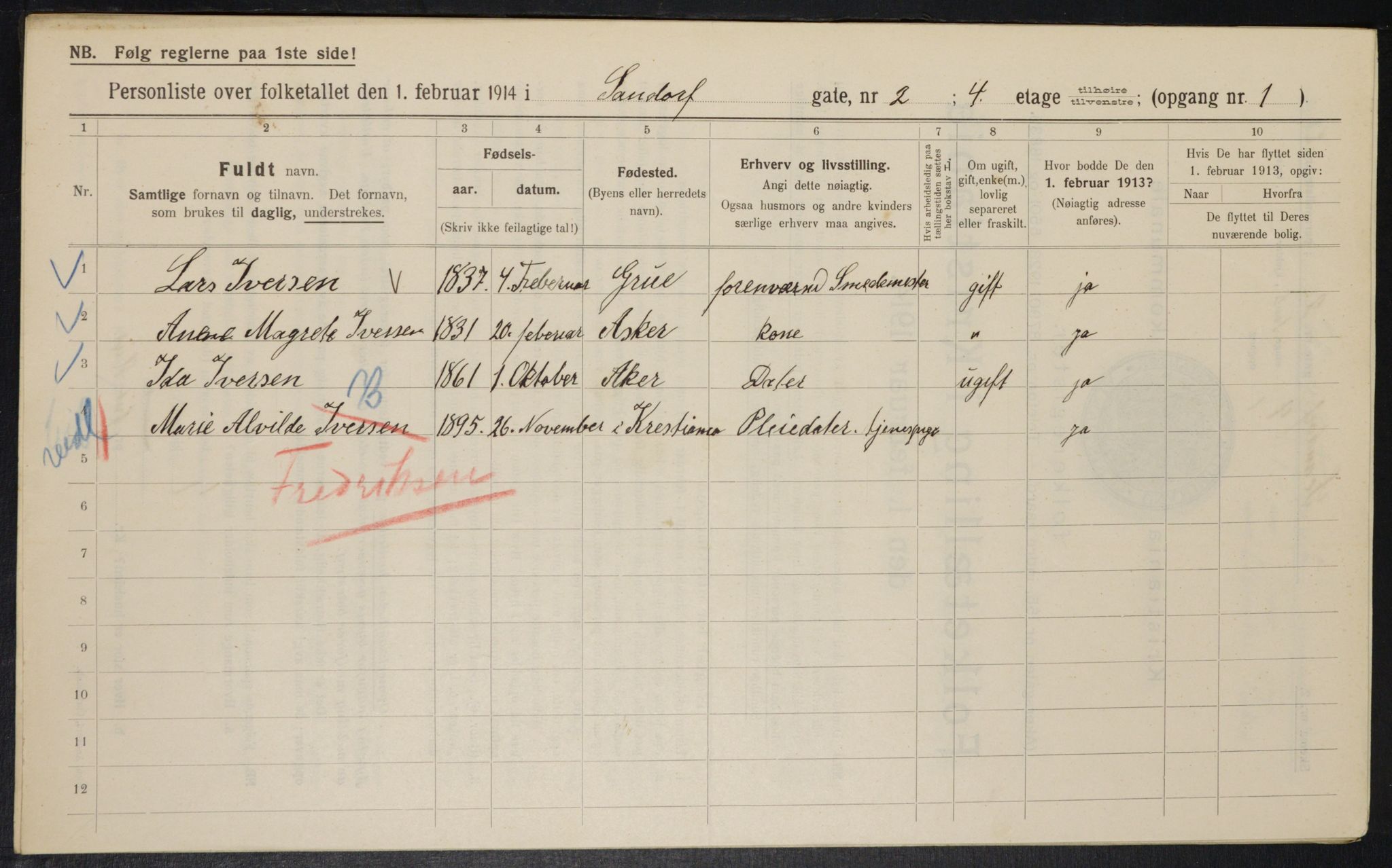 OBA, Municipal Census 1914 for Kristiania, 1914, p. 89255