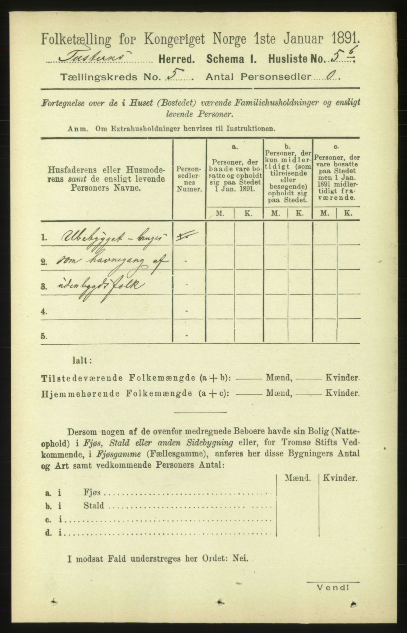 RA, 1891 census for 1572 Tustna, 1891, p. 1690