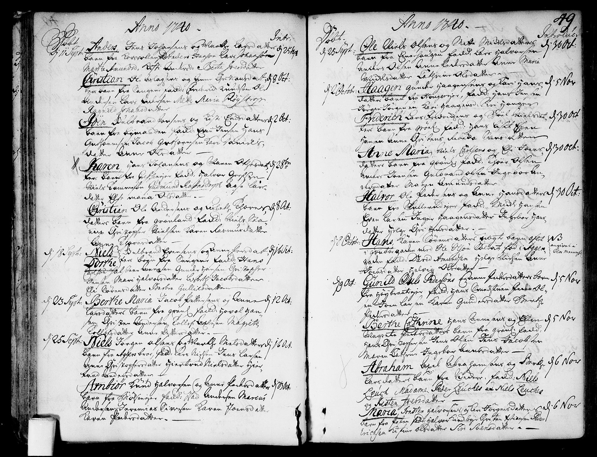 Aker prestekontor kirkebøker, AV/SAO-A-10861/F/L0007: Parish register (official) no. 7, 1734-1748, p. 49