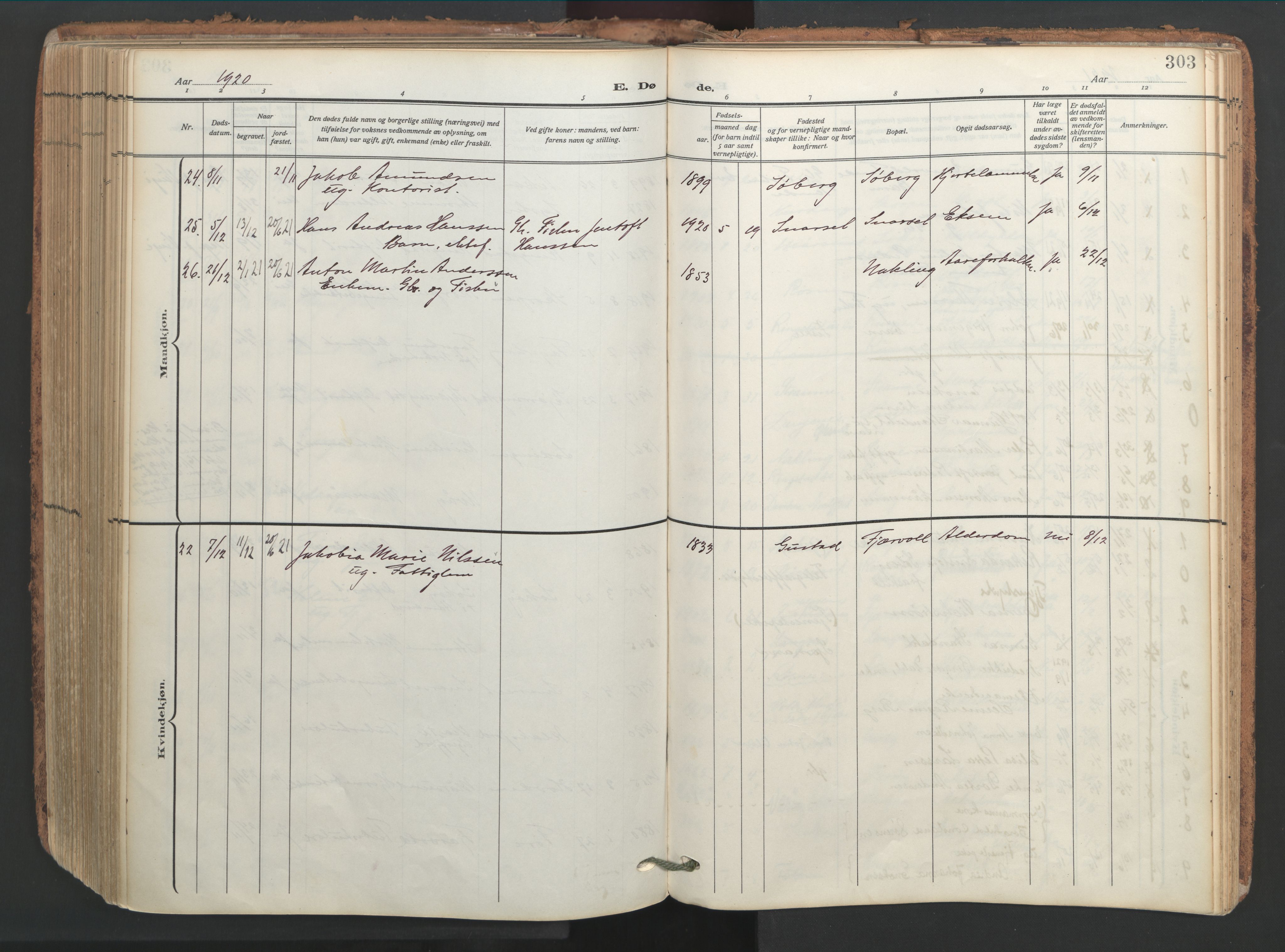 Ministerialprotokoller, klokkerbøker og fødselsregistre - Nordland, SAT/A-1459/891/L1306: Parish register (official) no. 891A11, 1911-1927, p. 303