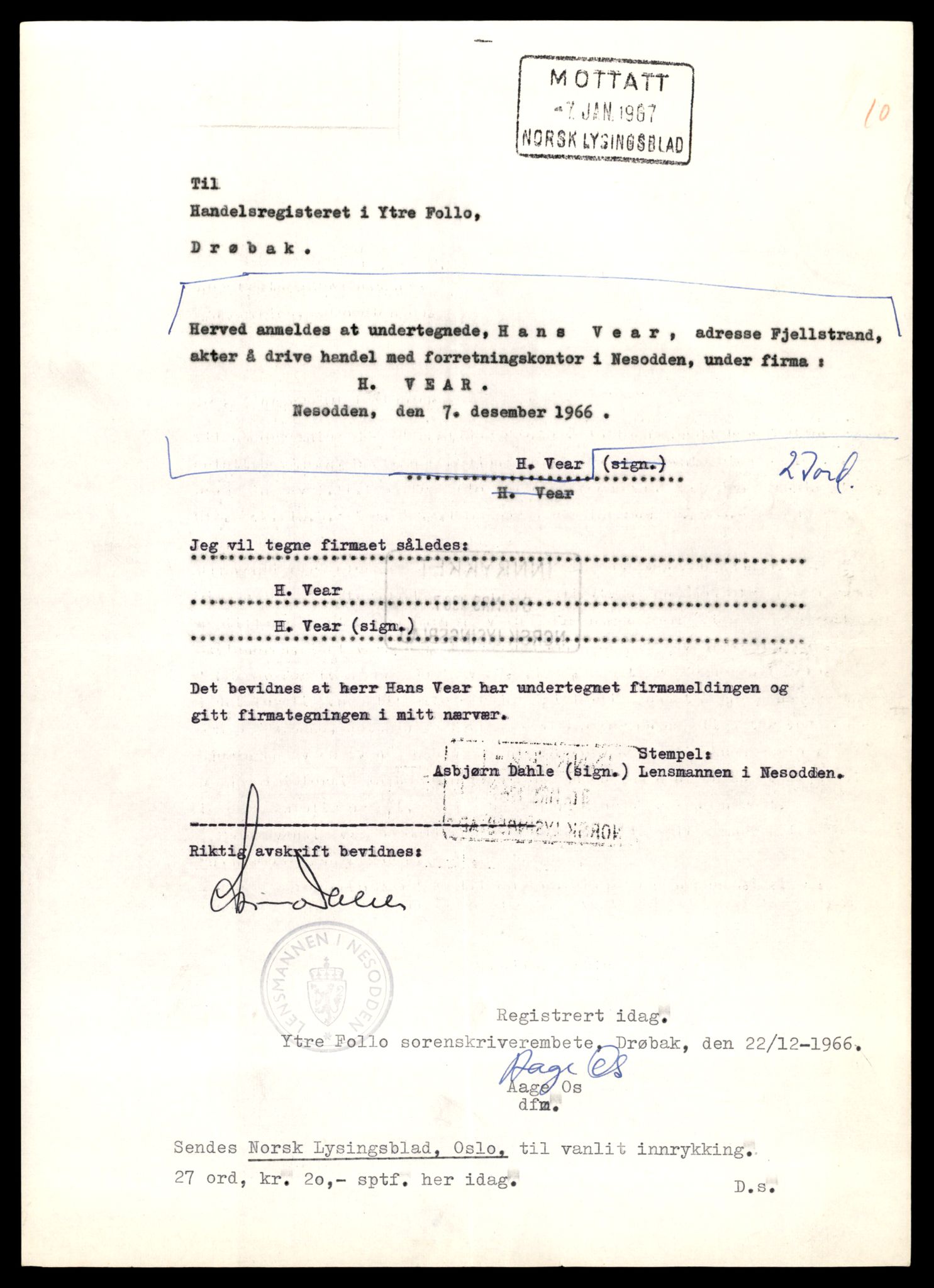 Ytre Follo tingrett, AV/SAT-A-10177/K/Kb/Kbb/L0021: Enkeltmannsforetak og aksjeselskap, Ve - Å, 1891-1989, p. 5