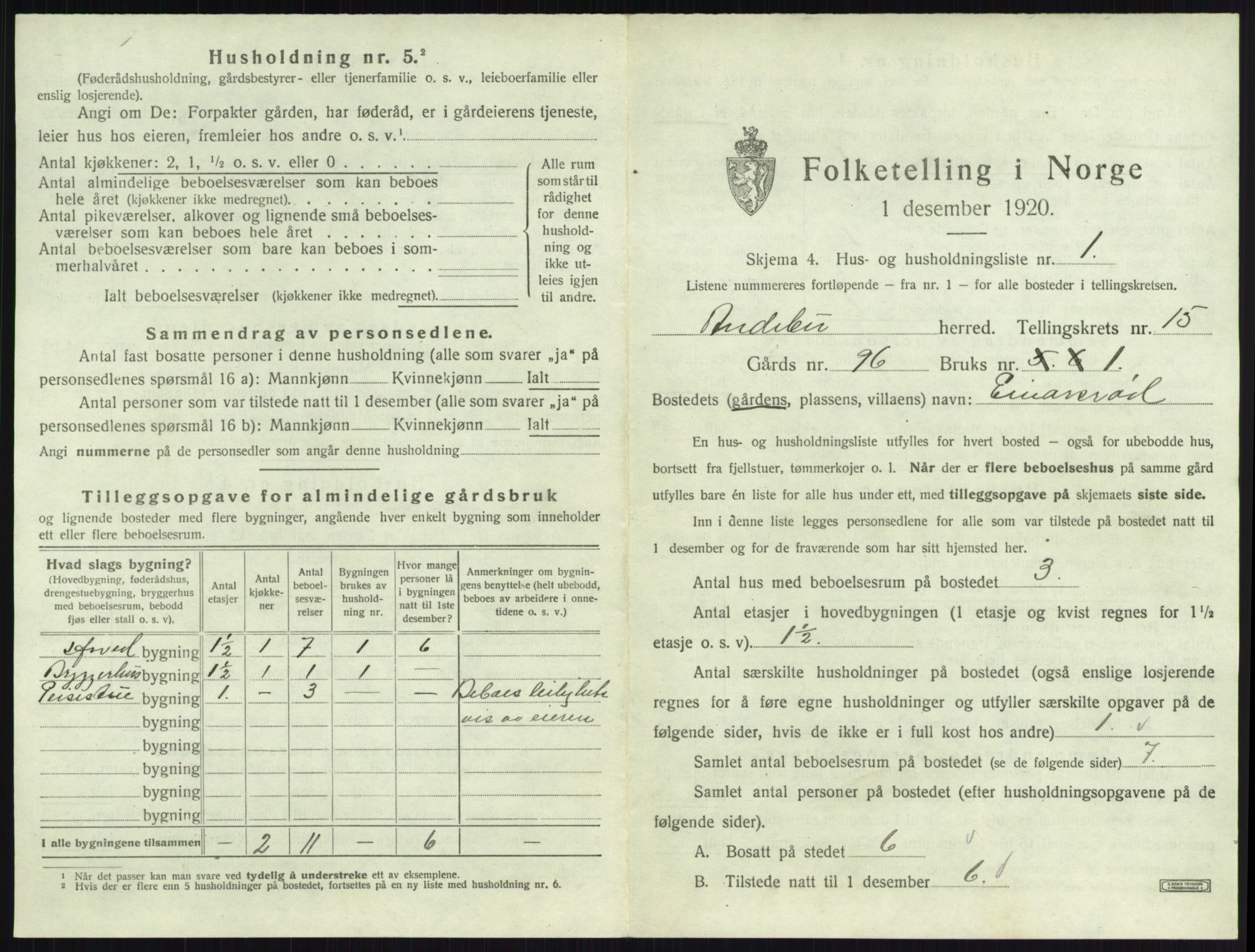 SAKO, 1920 census for Andebu, 1920, p. 839