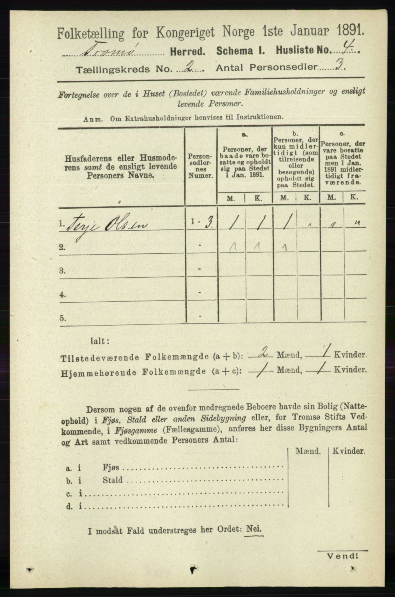 RA, 1891 census for 0921 Tromøy, 1891, p. 412