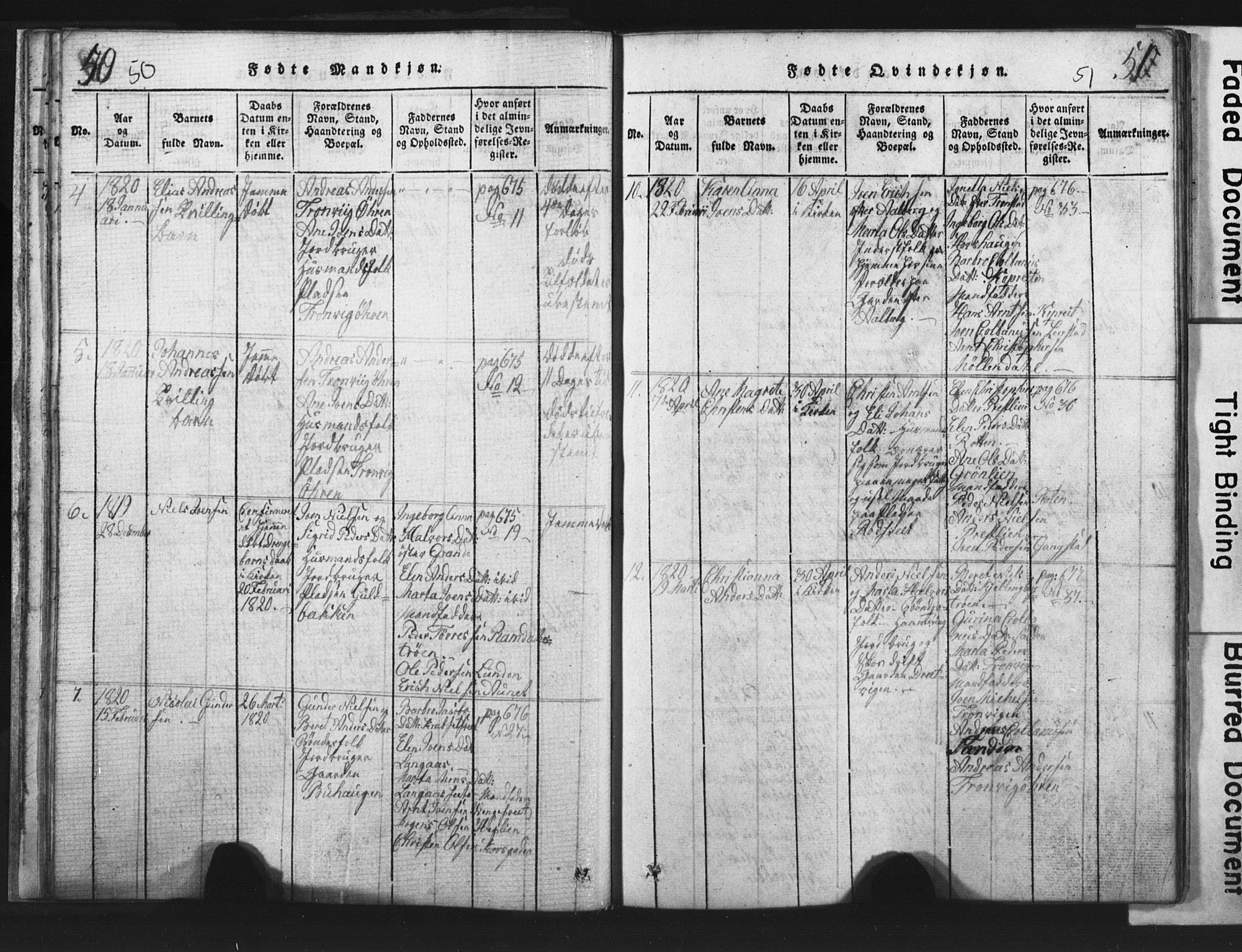 Ministerialprotokoller, klokkerbøker og fødselsregistre - Nord-Trøndelag, AV/SAT-A-1458/701/L0017: Parish register (copy) no. 701C01, 1817-1825, p. 50-51