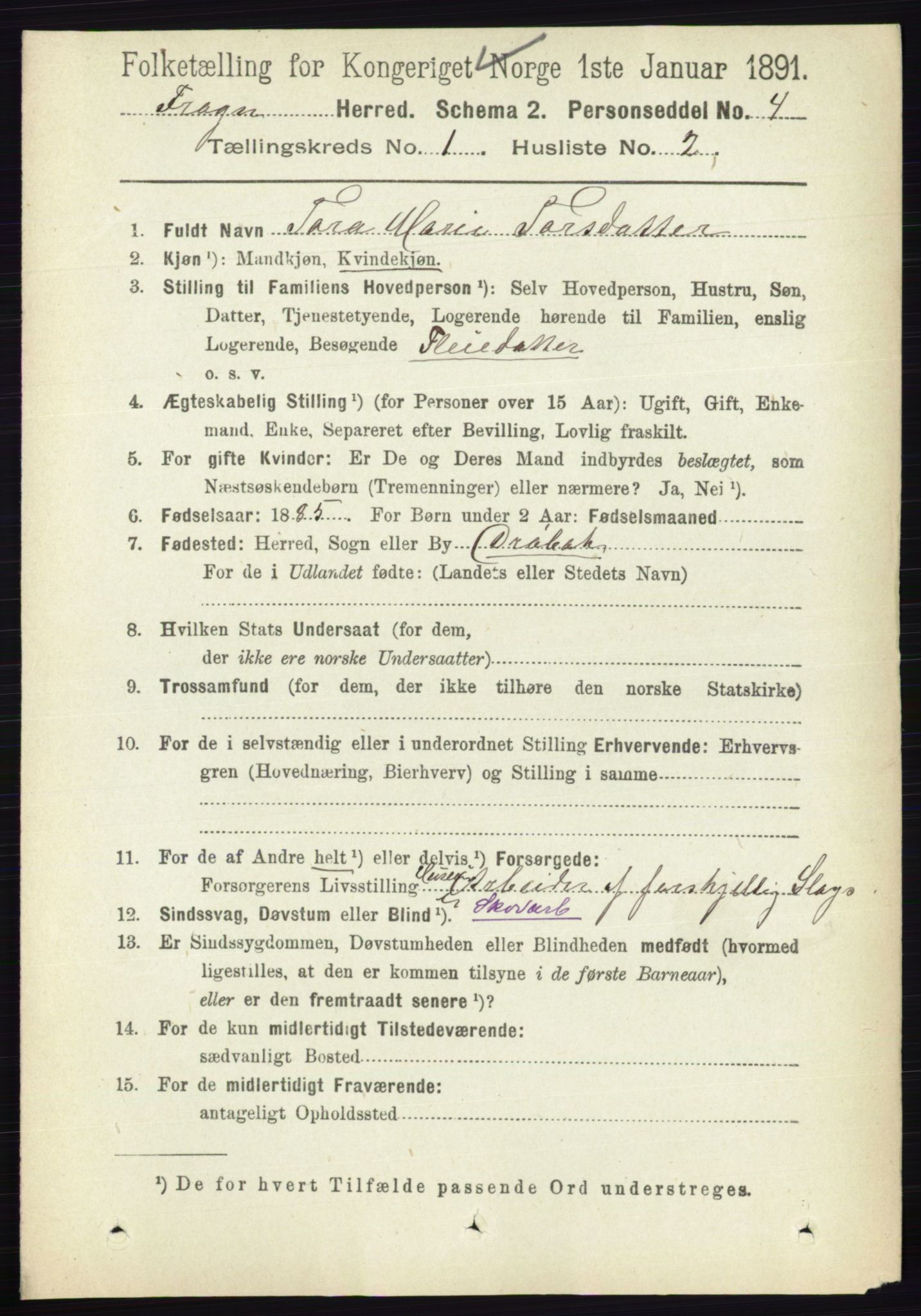 RA, 1891 census for 0215 Frogn, 1891, p. 145