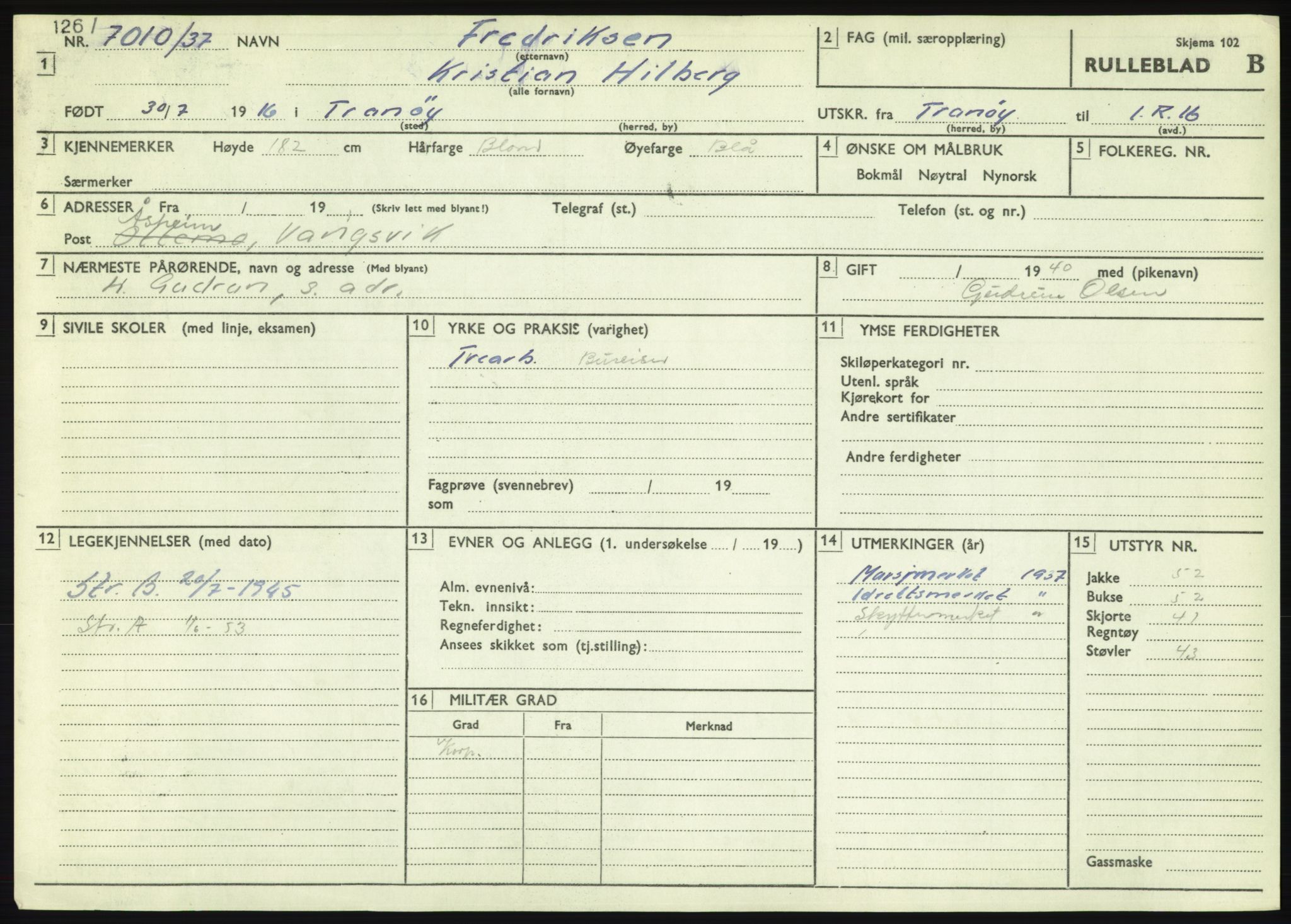 Forsvaret, Troms infanteriregiment nr. 16, AV/RA-RAFA-3146/P/Pa/L0021: Rulleblad for regimentets menige mannskaper, årsklasse 1937, 1937, p. 187