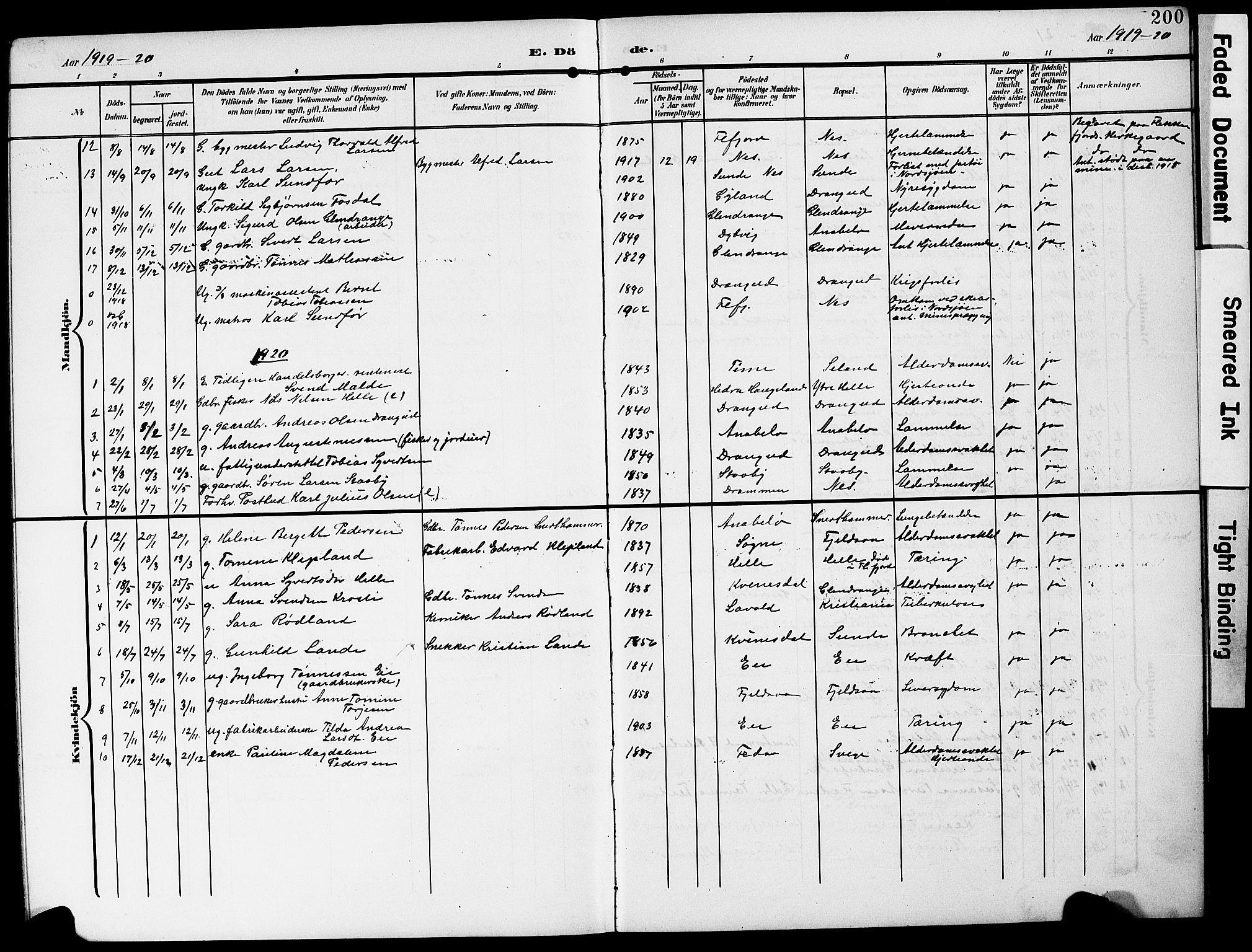 Flekkefjord sokneprestkontor, AV/SAK-1111-0012/F/Fb/Fbc/L0008: Parish register (copy) no. B 8, 1903-1931, p. 200