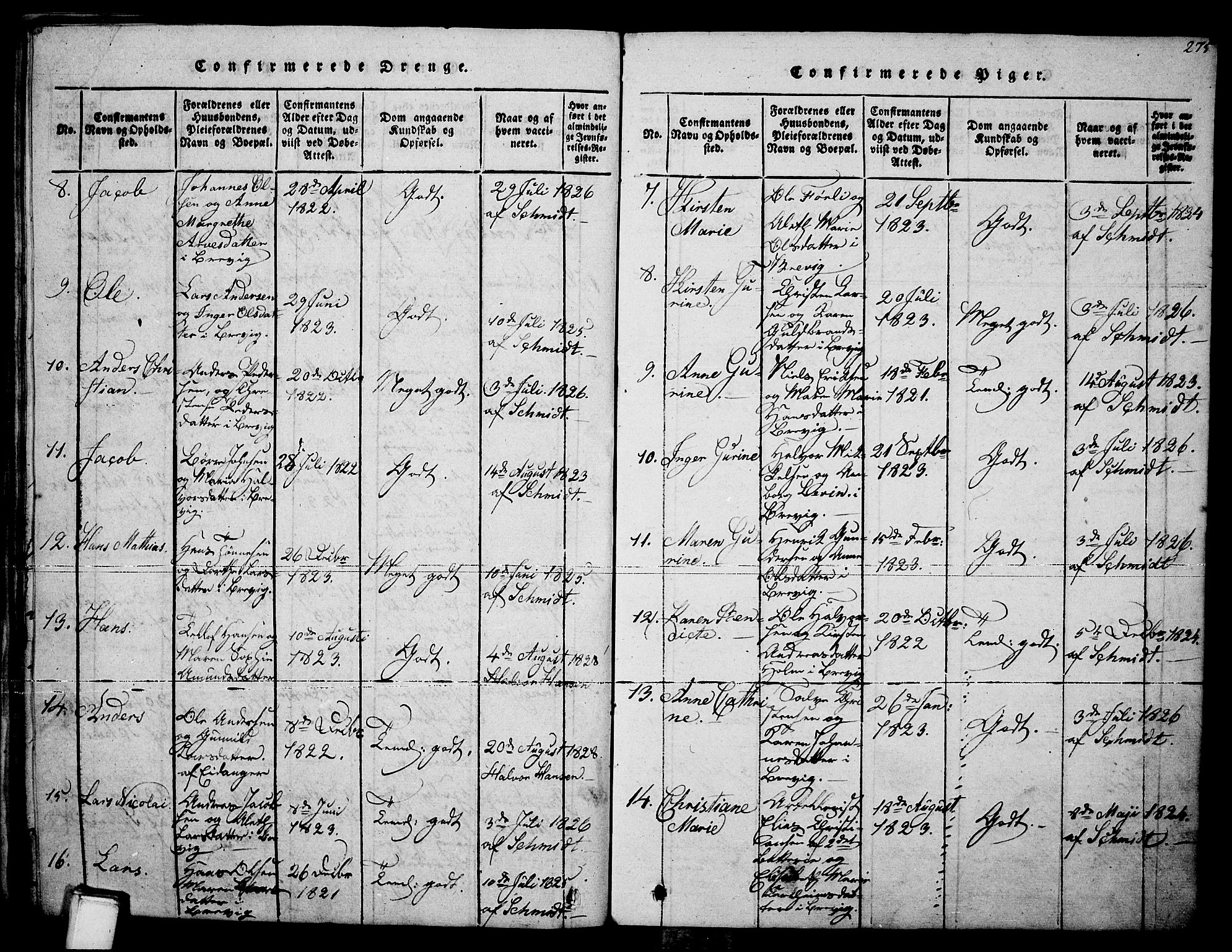 Brevik kirkebøker, AV/SAKO-A-255/F/Fa/L0004: Parish register (official) no. 4, 1814-1846, p. 275