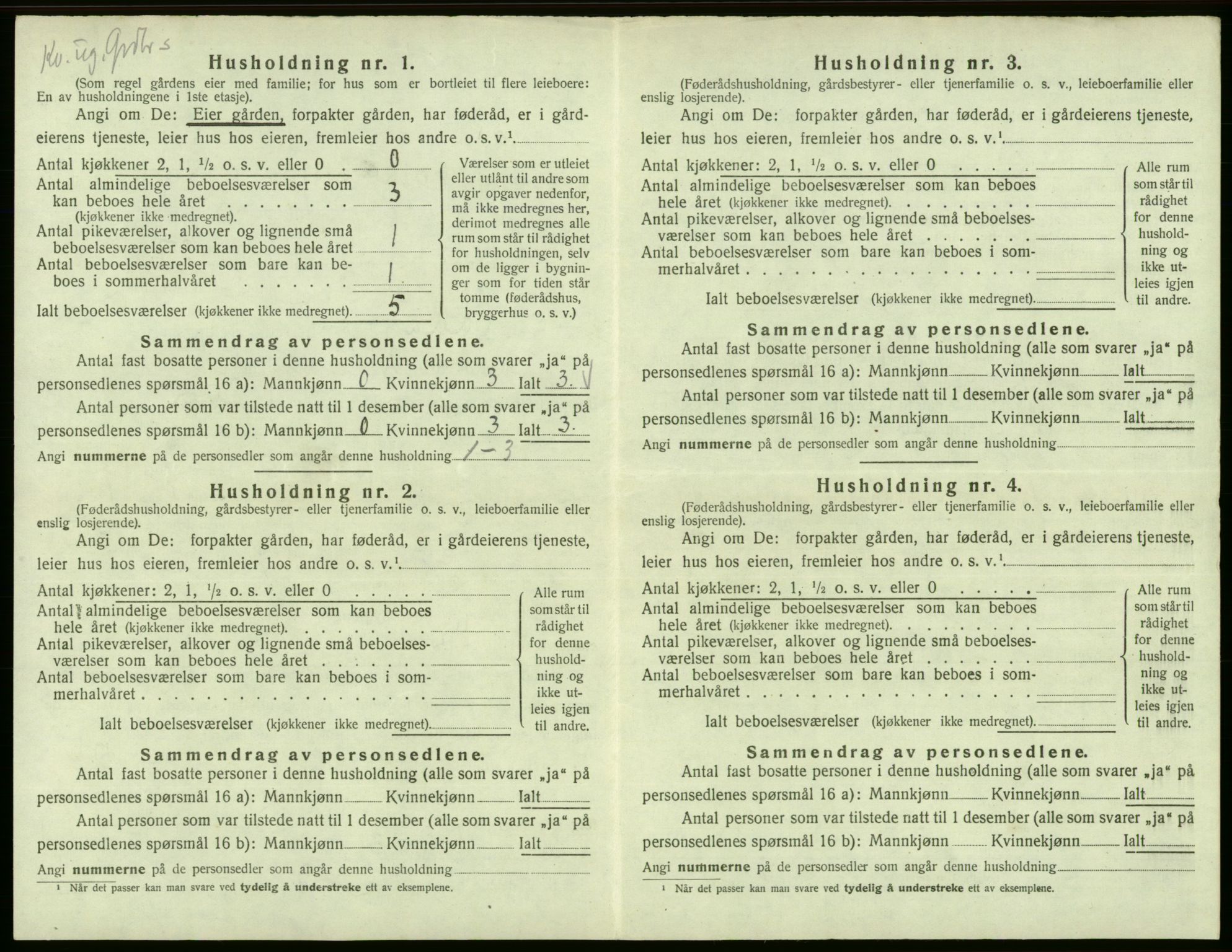 SAB, 1920 census for Odda, 1920, p. 292