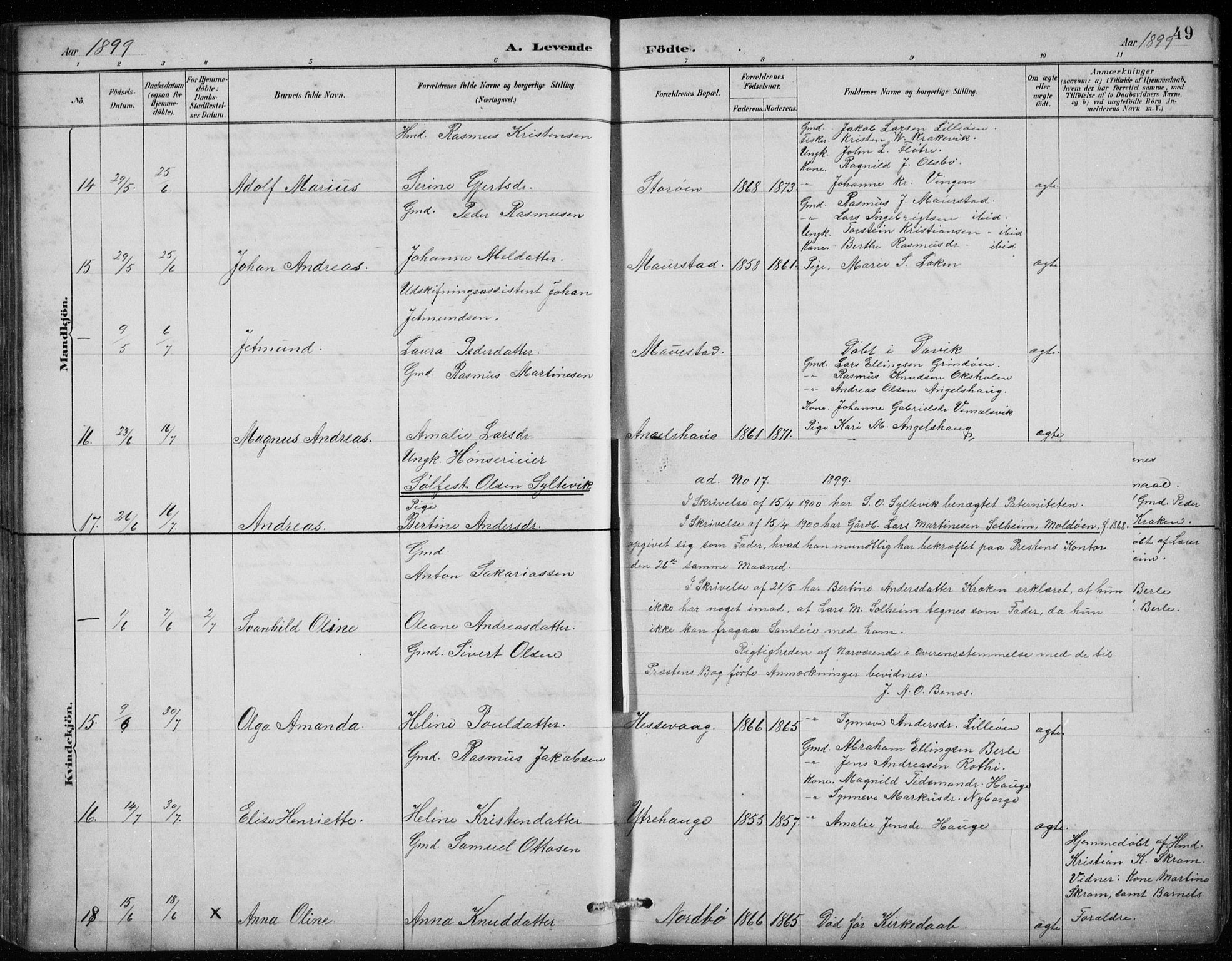 Davik sokneprestembete, AV/SAB-A-79701/H/Hab/Habc/L0002: Parish register (copy) no. C 2, 1889-1906, p. 49