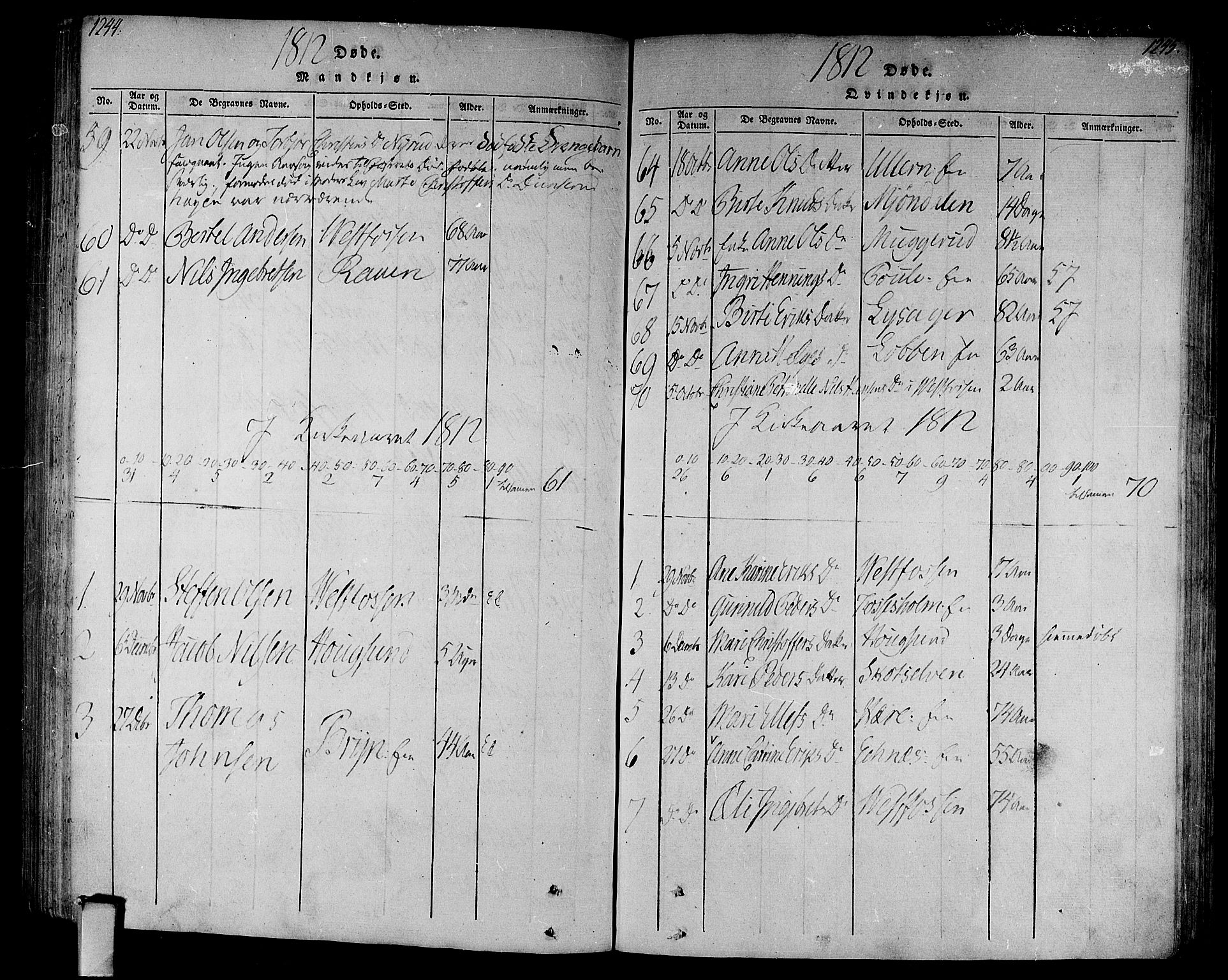 Eiker kirkebøker, AV/SAKO-A-4/F/Fa/L0010: Parish register (official) no. I 10, 1806-1815, p. 1244-1245