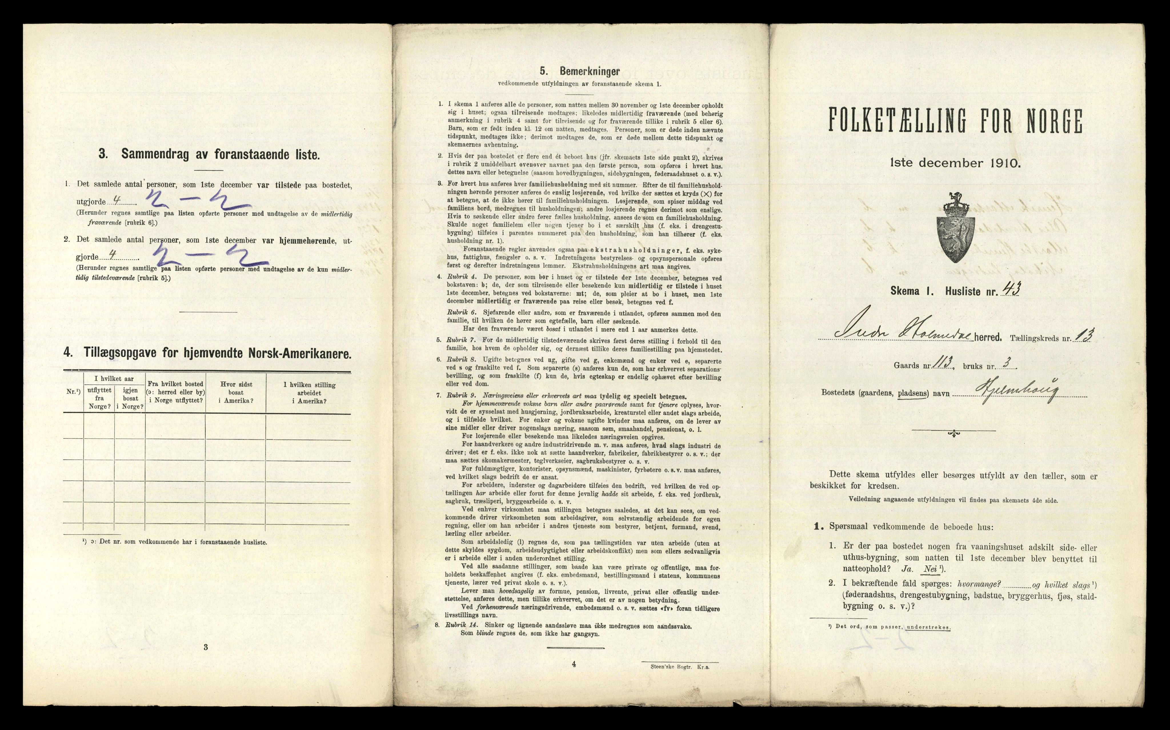 RA, 1910 census for Indre Holmedal, 1910, p. 1036